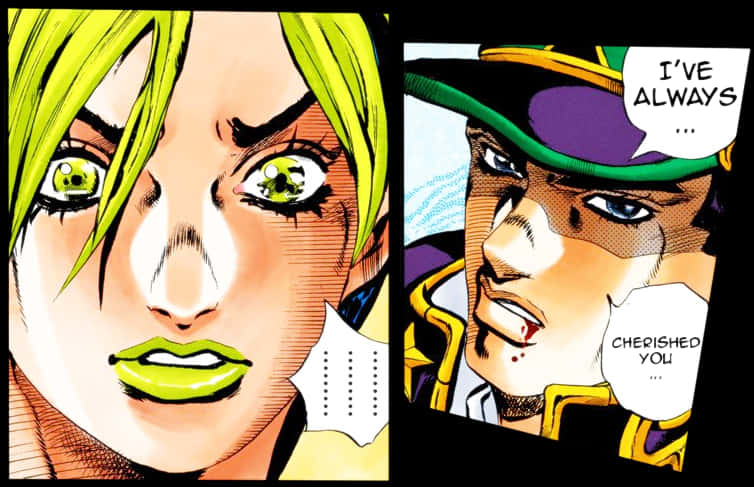 Jotaro y personaje misterioso en diálogo emocional Fondos de pantalla