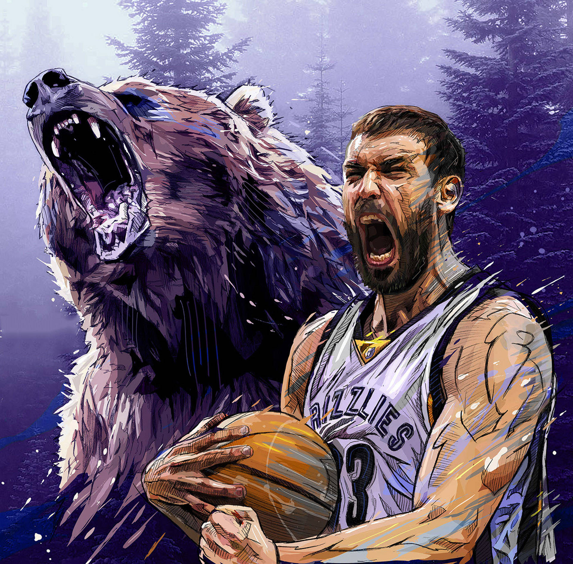 Jugador Profesional de Baloncesto Marc Gasol en Acción Fondos de pantalla