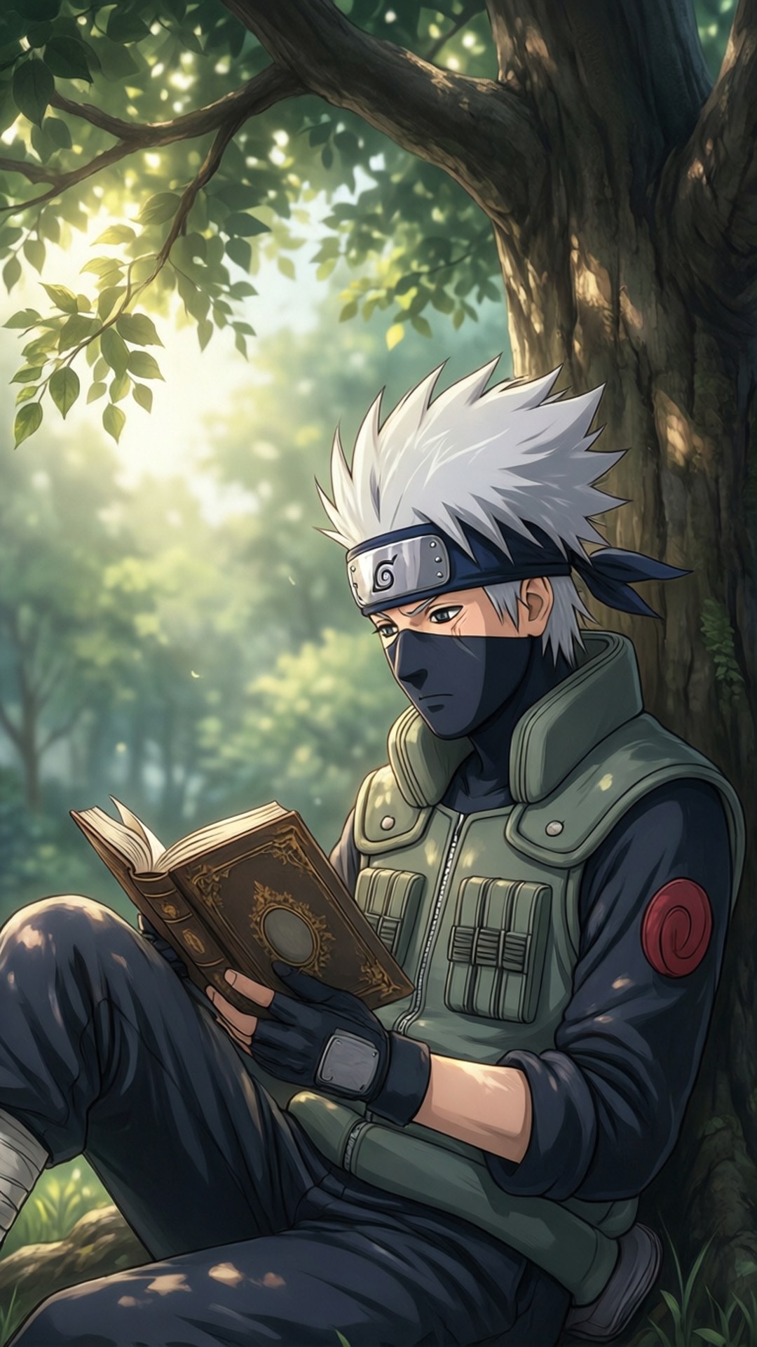 Kakashi leyendo bajo un árbol Fondos de pantalla