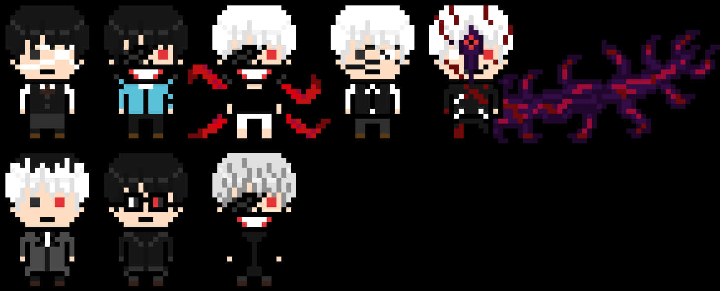 Kaneki Ken Transformación en Pixel Art Fondos de pantalla