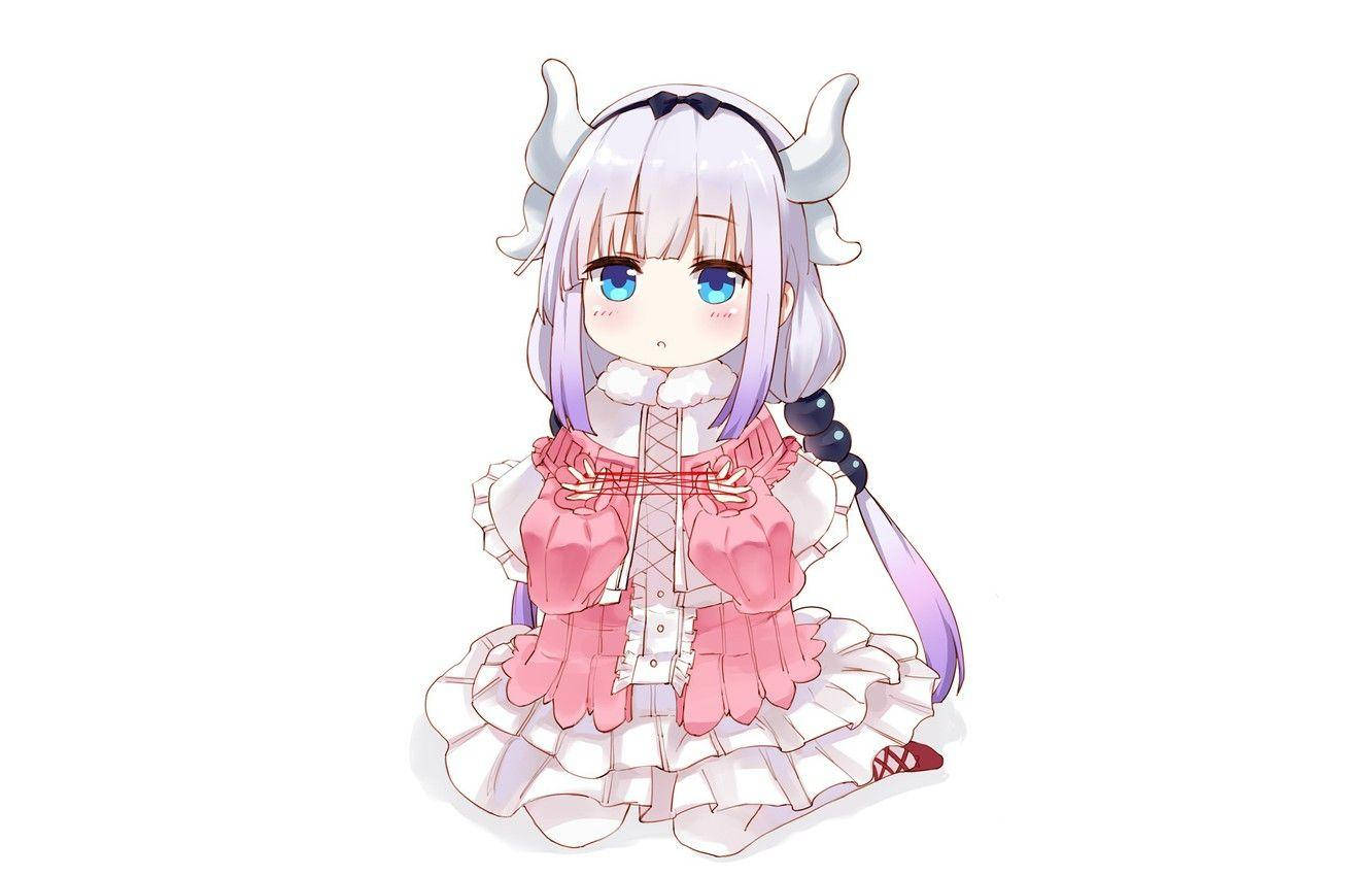 Kanna Kobayashi Kawaii de Anime Arrodillada Fondos de pantalla
