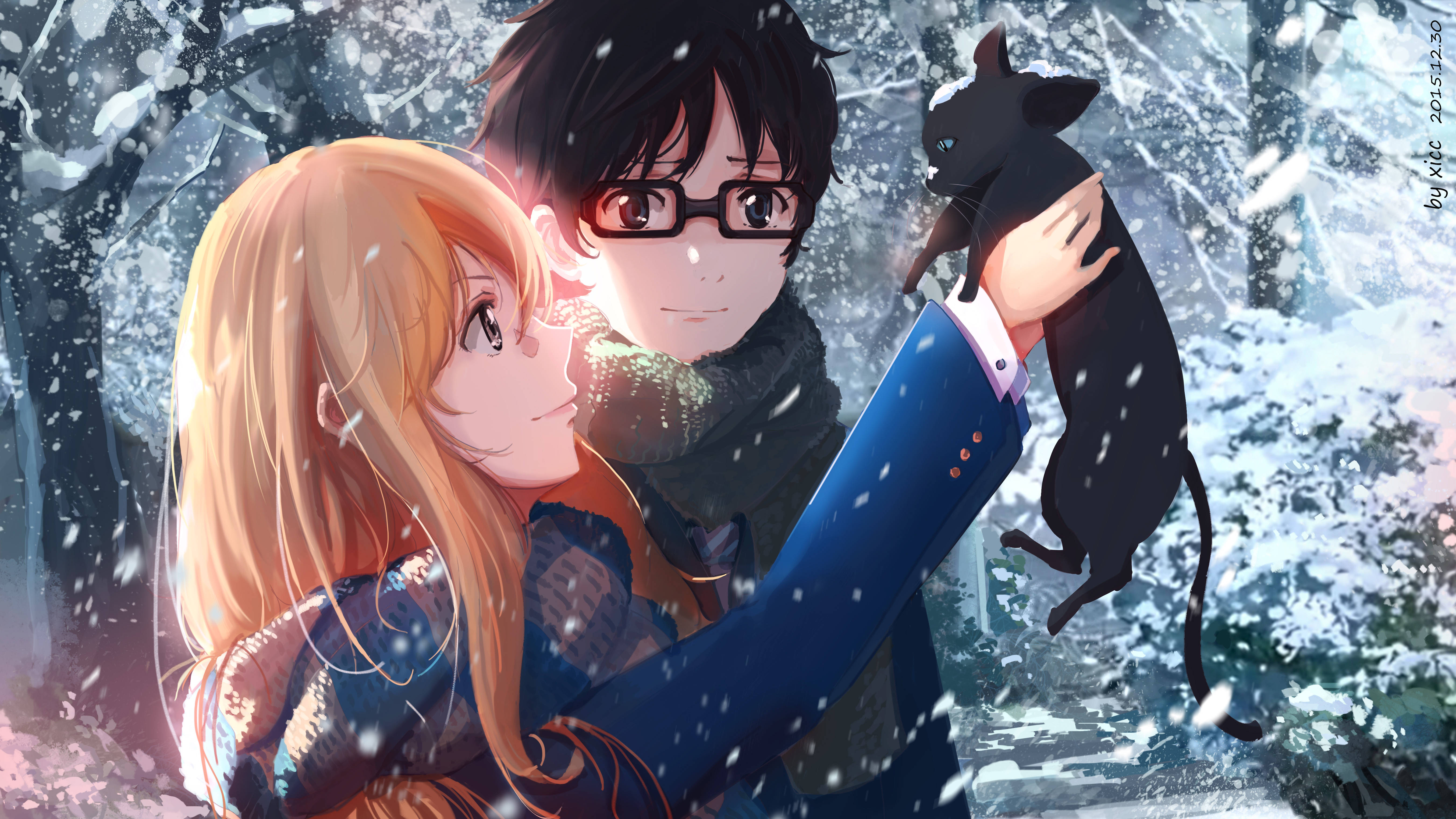 Kaori y Kosei Anime 4K Fondos de pantalla
