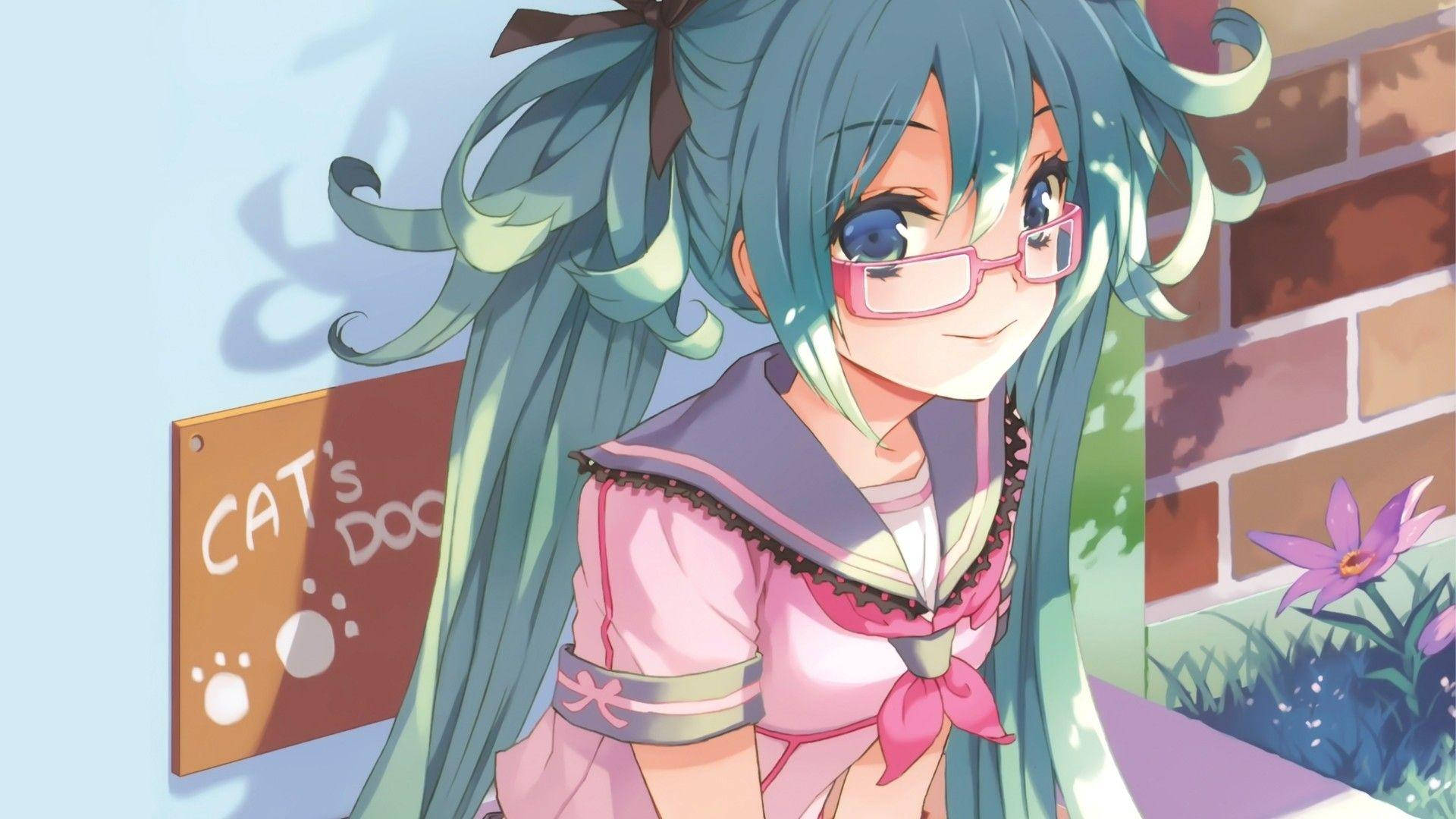 Kawaii Anime Hatsune Miku en Uniforme Escolar Fondos de pantalla
