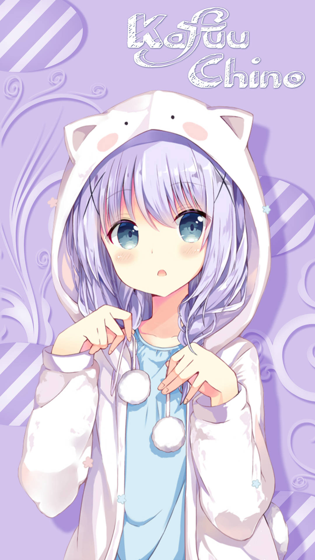 Kawaii Anime Kafuu Chino con Sudadera de Conejo Fondos de pantalla