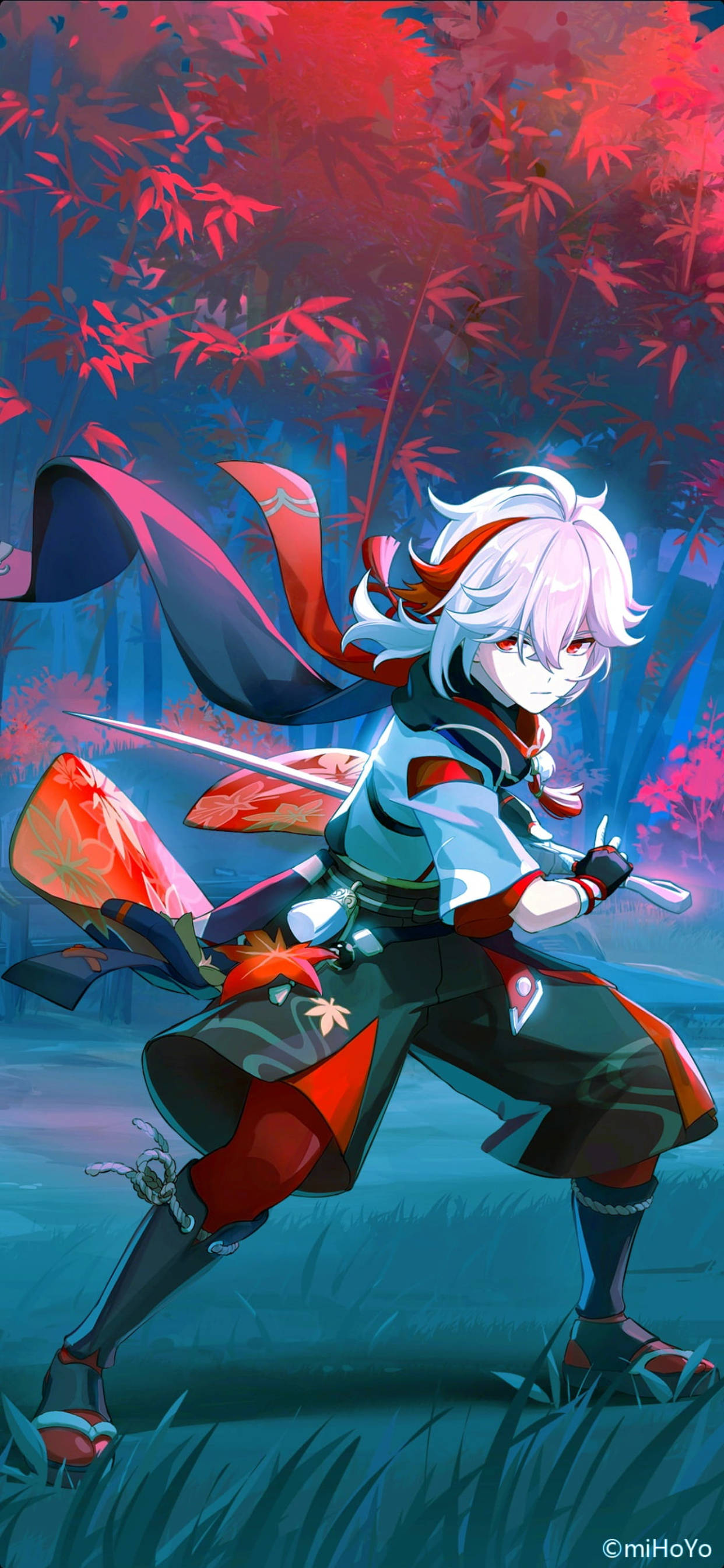 Kazuha empuñando espada Genshin Impact Phone Fondos de pantalla