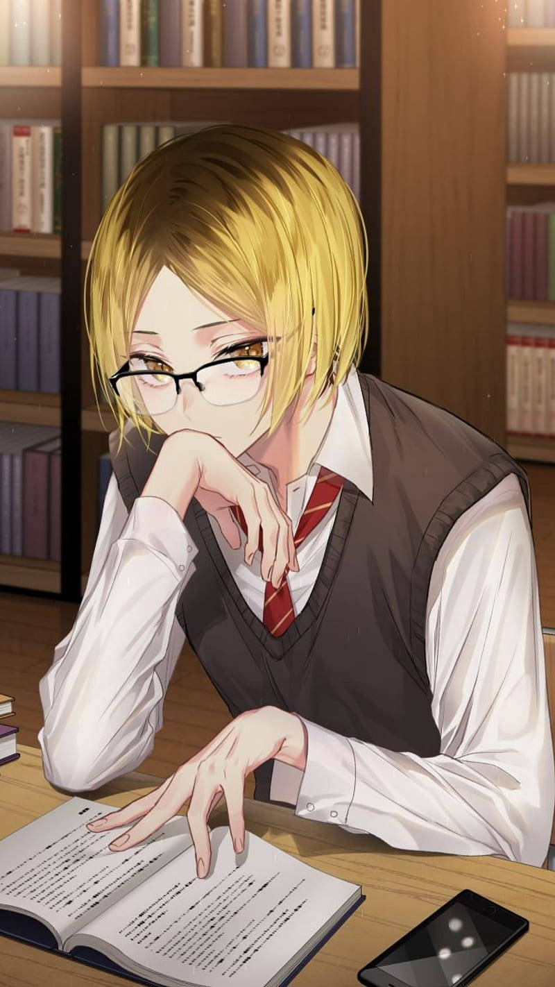 Kenma Estudiando en la Biblioteca Fondos de pantalla