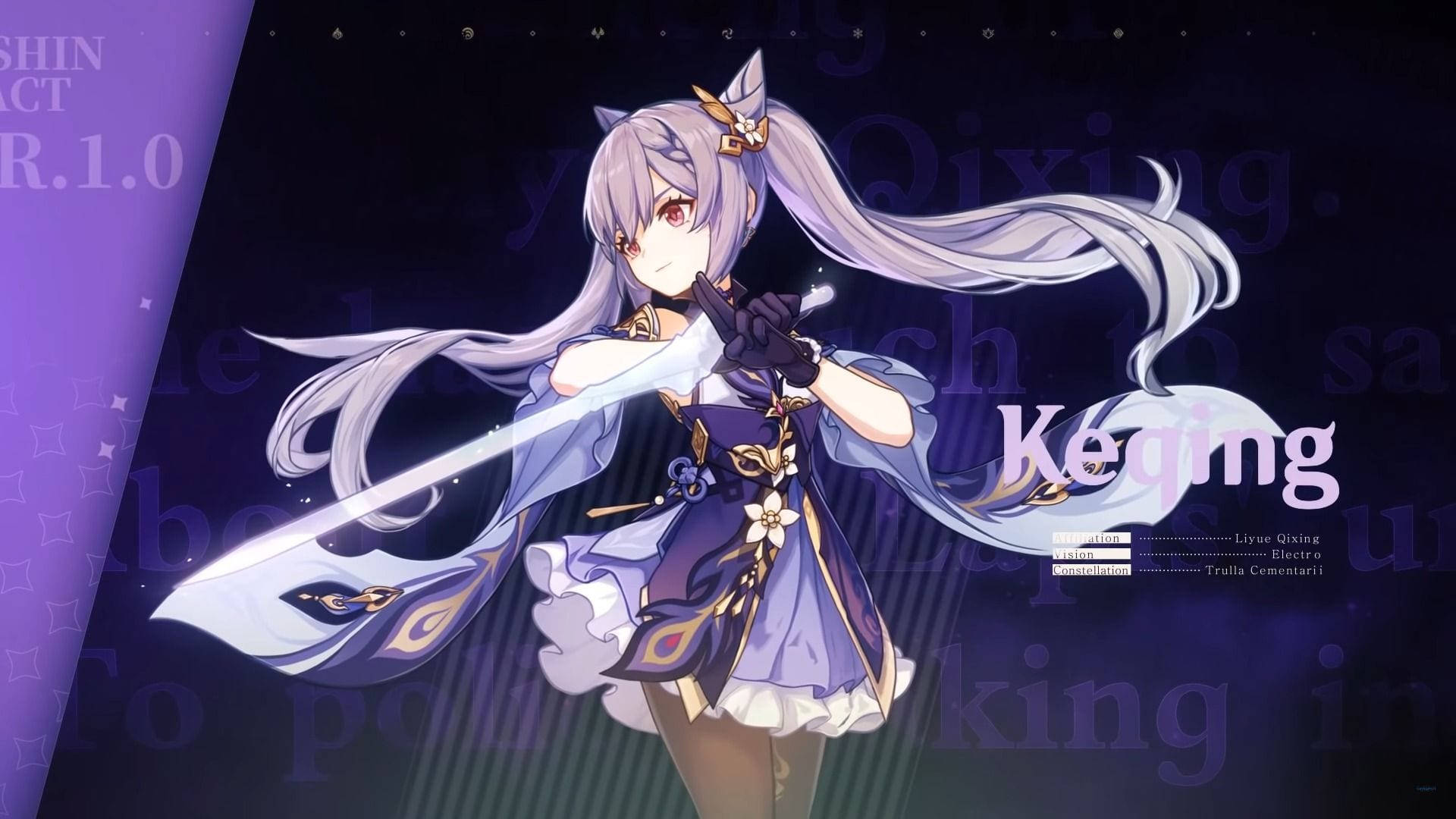 Keqing, posando con su atuendo del videojuego "Genshin Impact" Fondos de pantalla