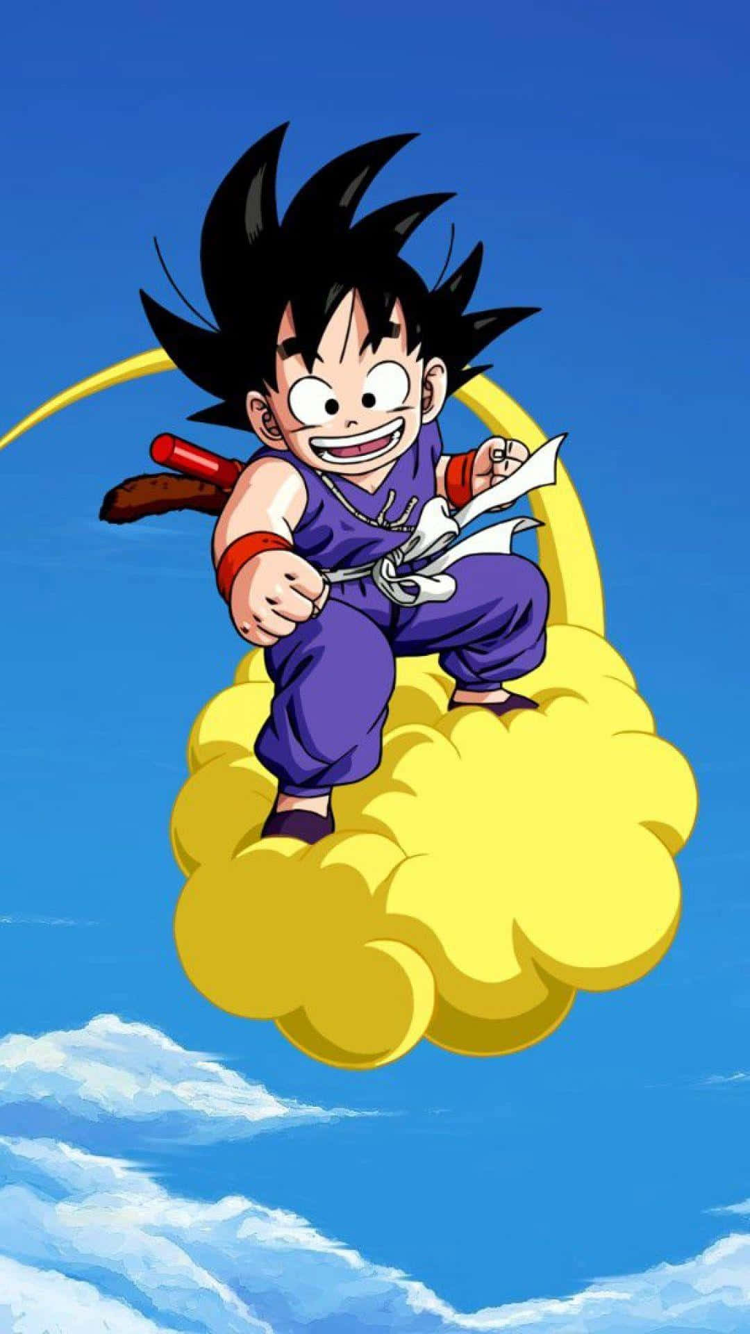 Kid Goku Montando una Nube Amarilla Fondos de pantalla