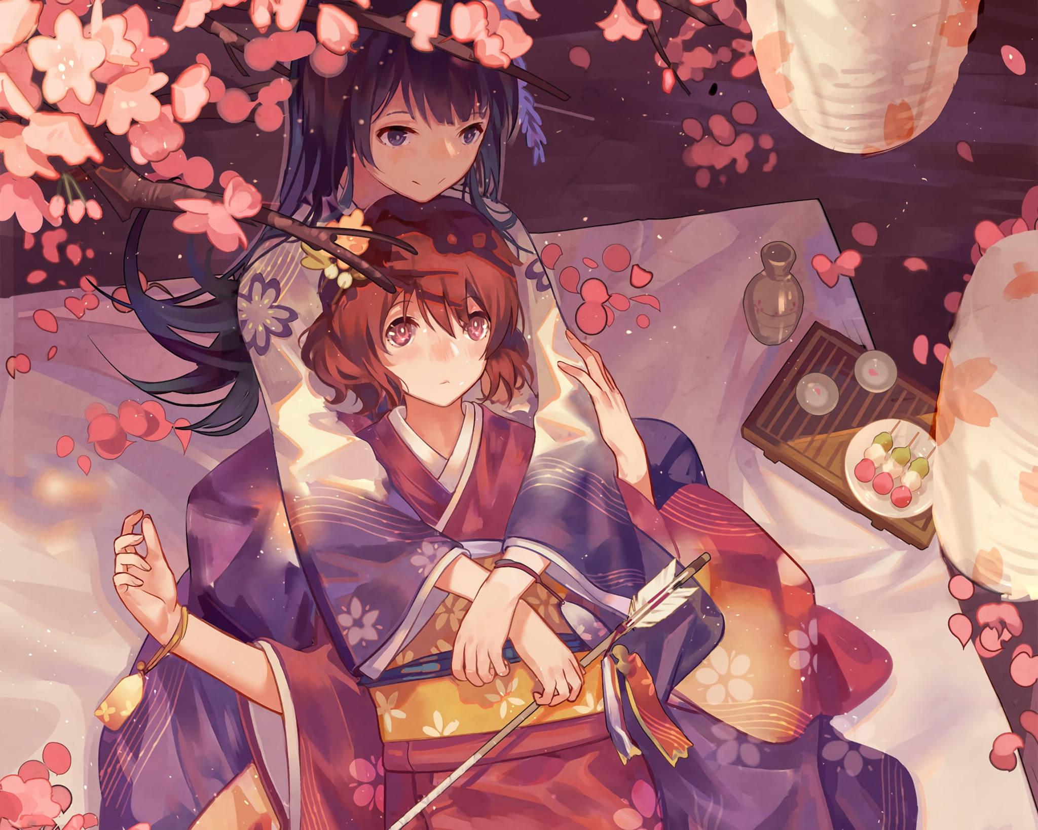 Kimono de Chicas Anime Lesbianas Fondos de pantalla