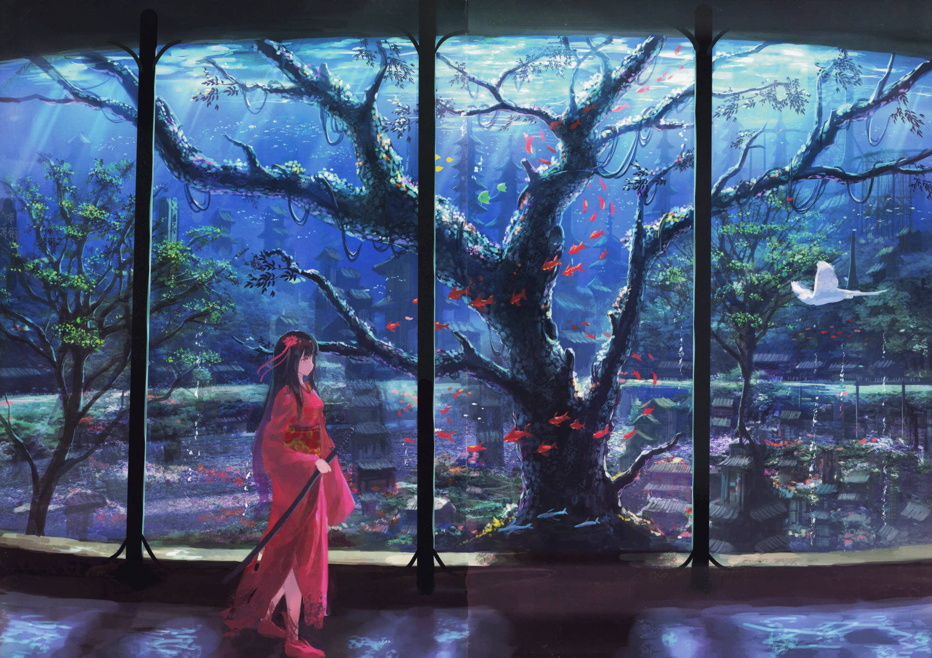 Kimono y Acuario Anime 8K
