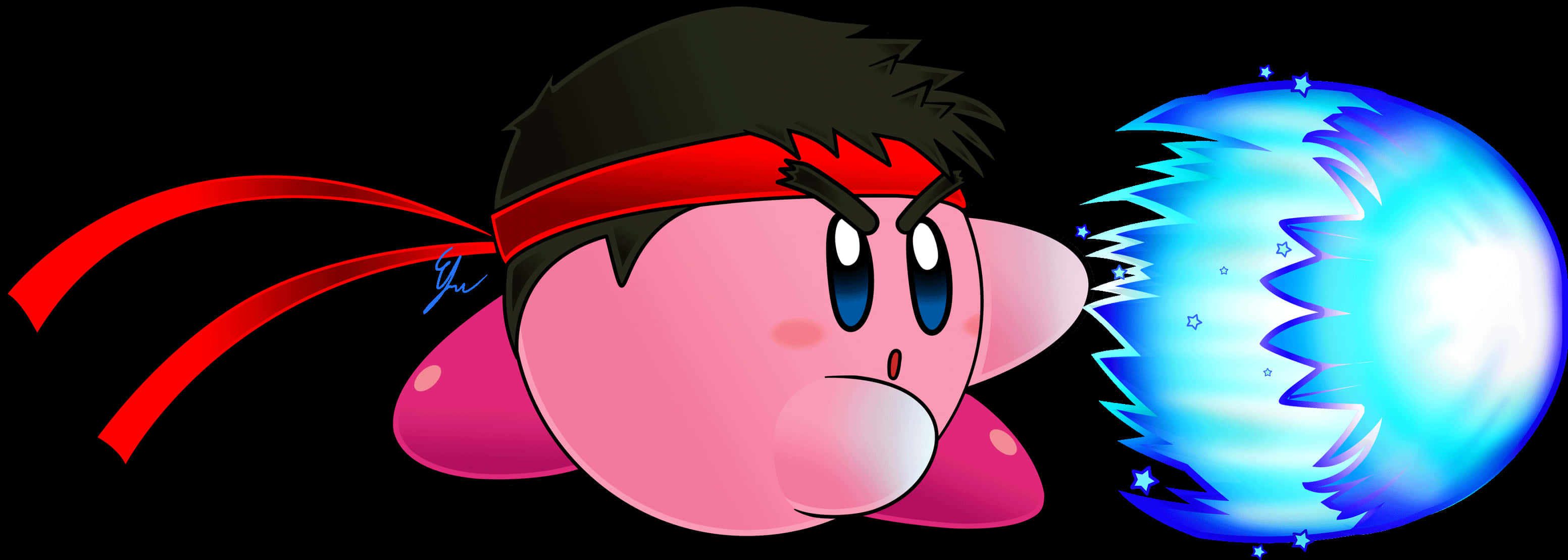 Kirby en postura de lucha con bola de energía Fondos de pantalla