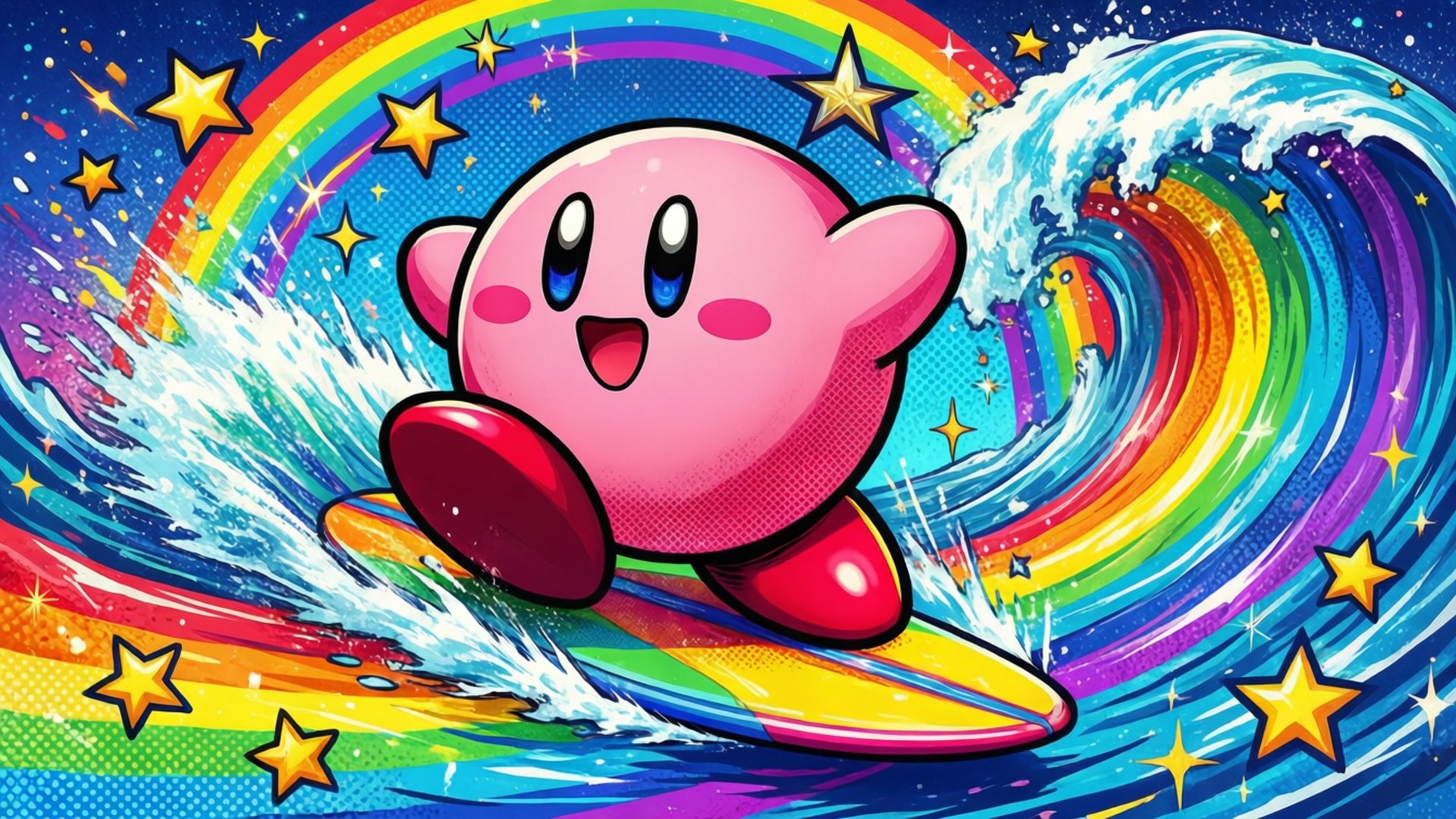 Kirby surfista del arcoíris Fondos de pantalla