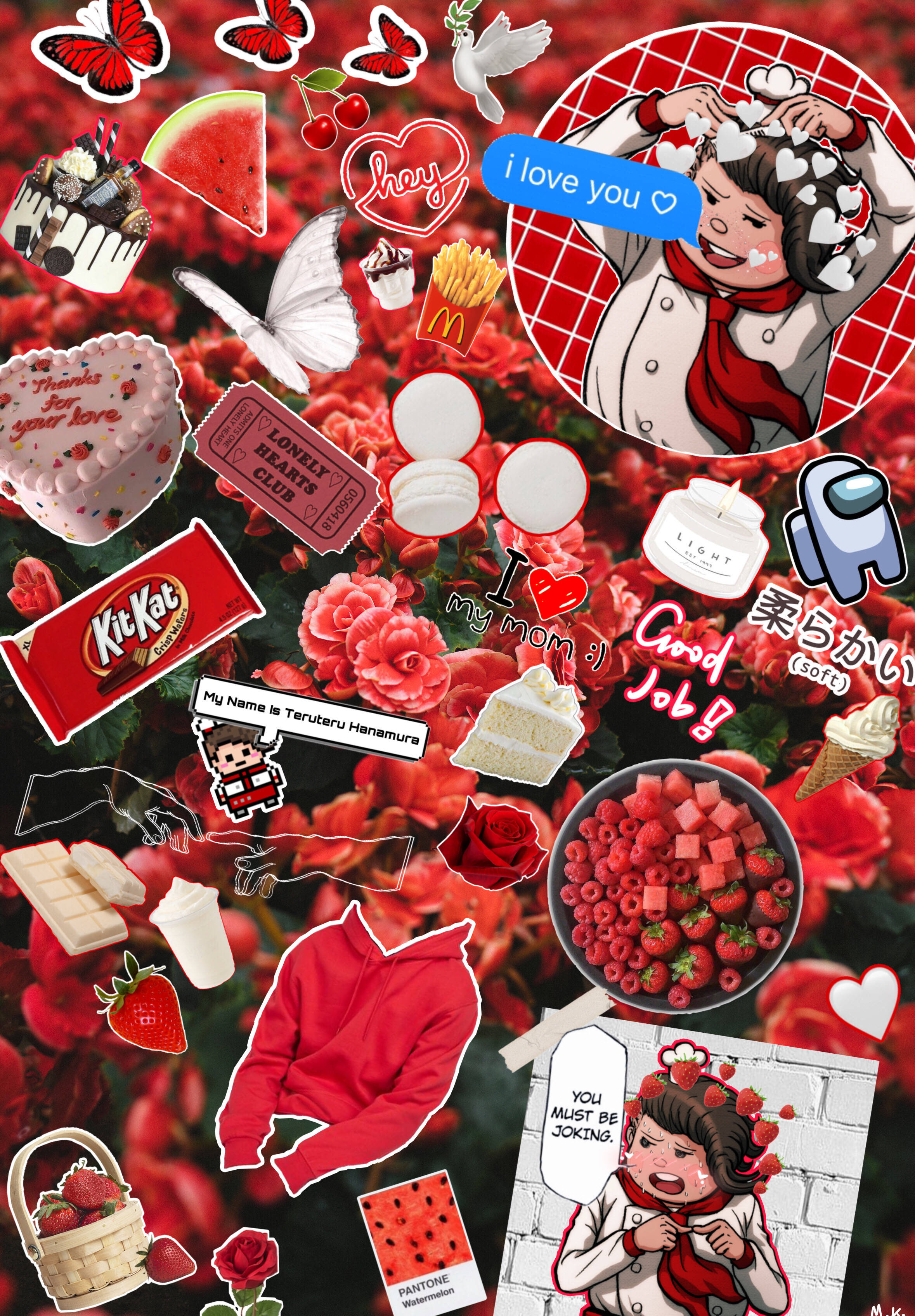 Kitkat con Flores Rojas Picsart Fondos de pantalla
