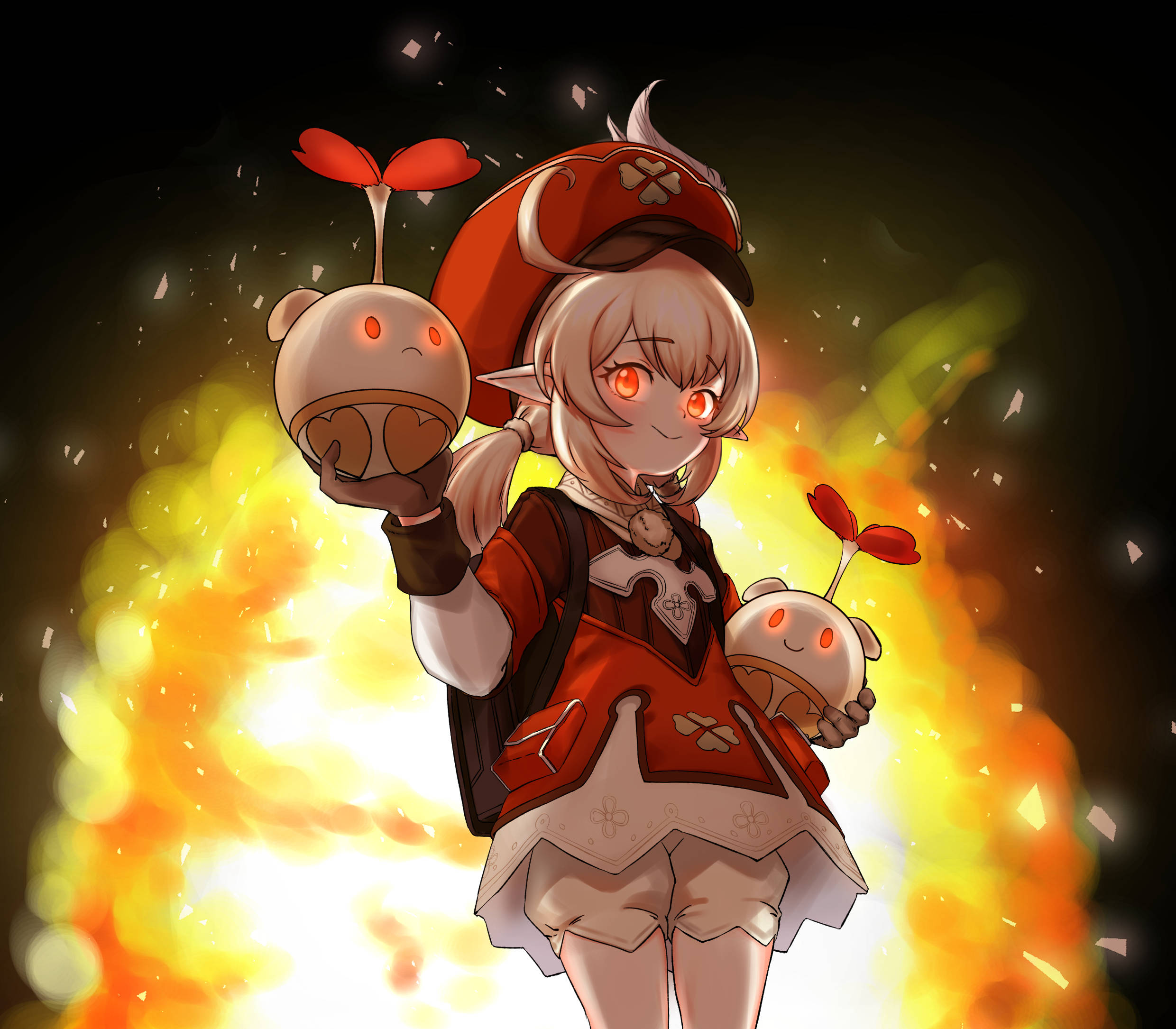 Klee de Genshin Impact con Ojos Rojos Fondos de pantalla