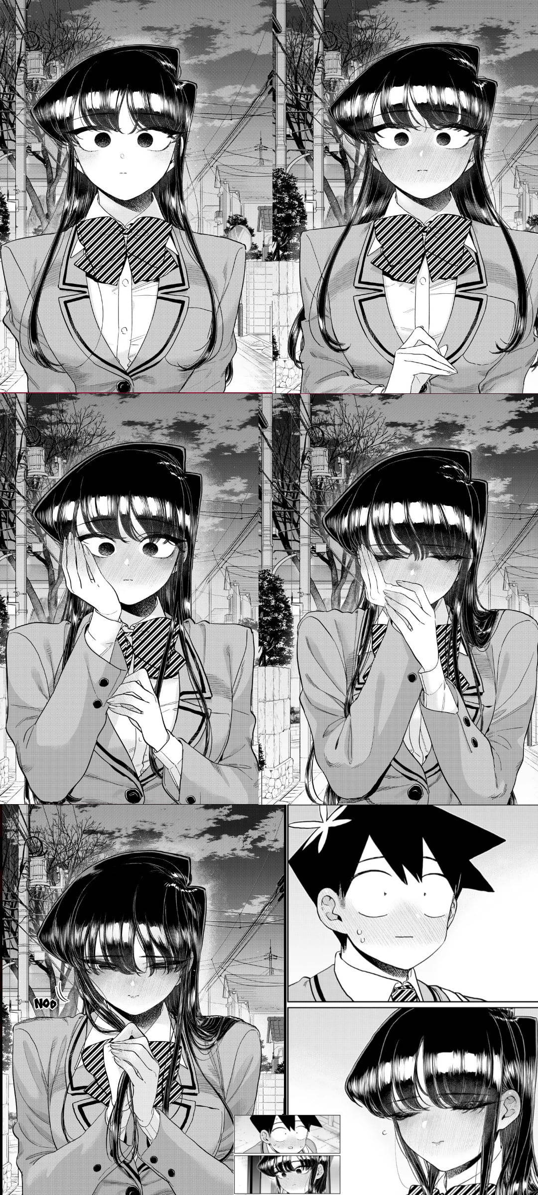 Komi San Panel de Manga Japonés en Escala de Grises Fondos de pantalla