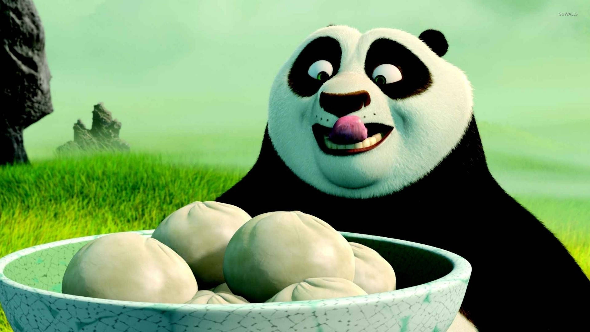 Kung Fu Panda Listo para Comer Bolitas de Cerdo Fondos de pantalla