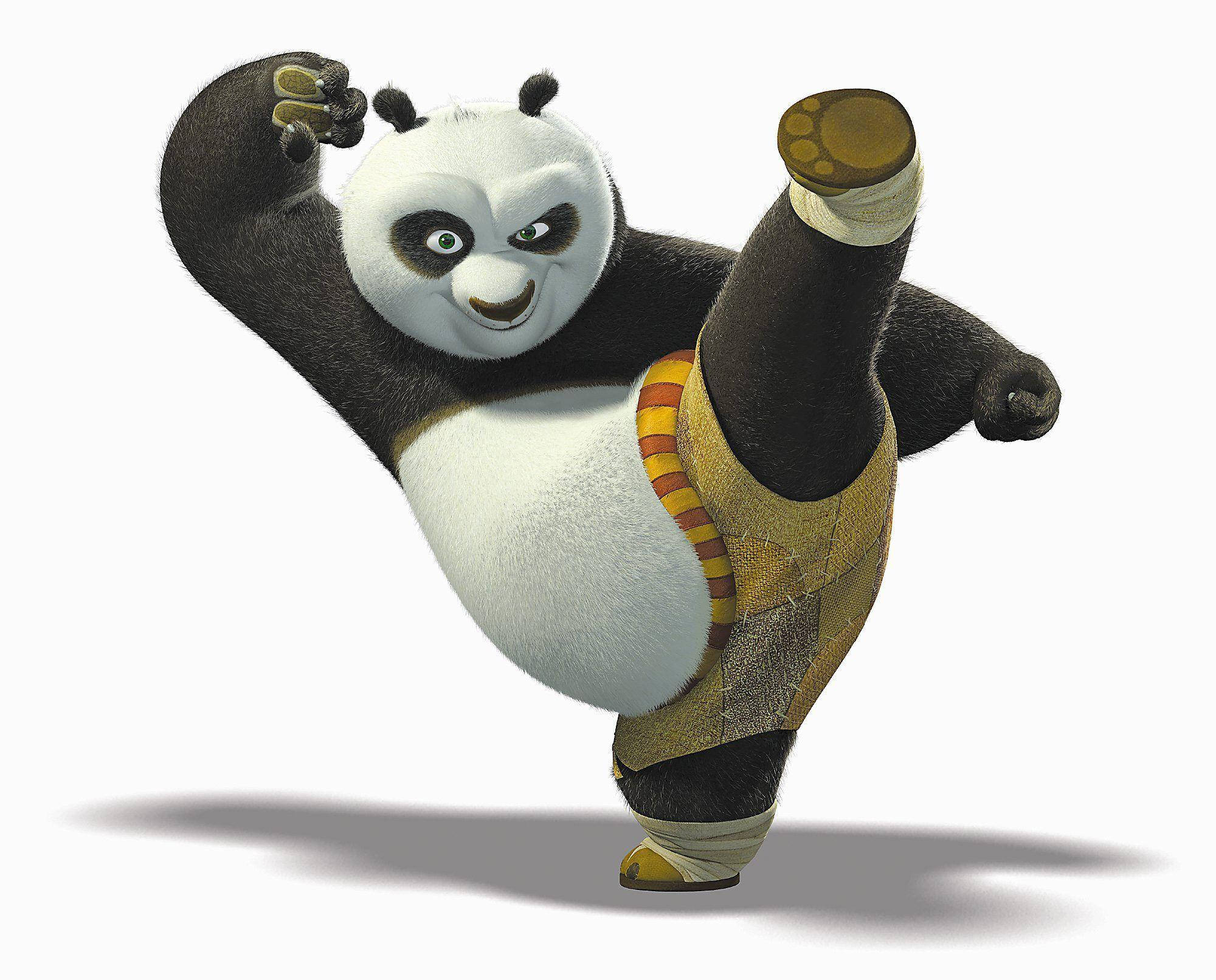 Kung Fu Panda Pateando con Fondo Blanco Fondos de pantalla