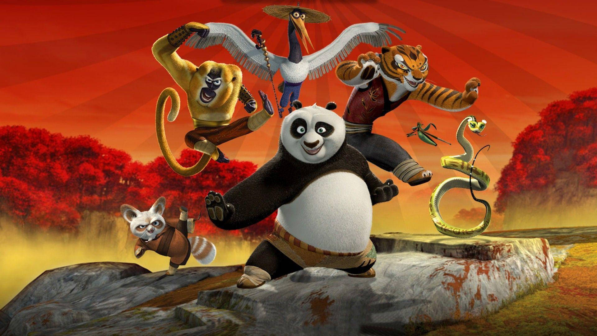 Kung Fu Panda y los Cinco Furiosos en pose Fondos de pantalla