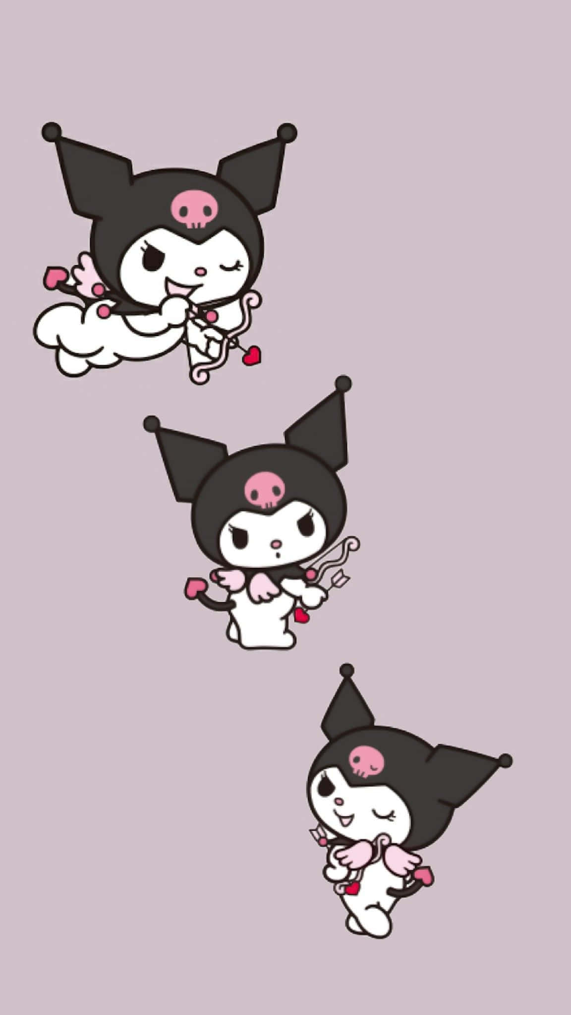 Kuromi iPhone sobre gris liso Fondos de pantalla