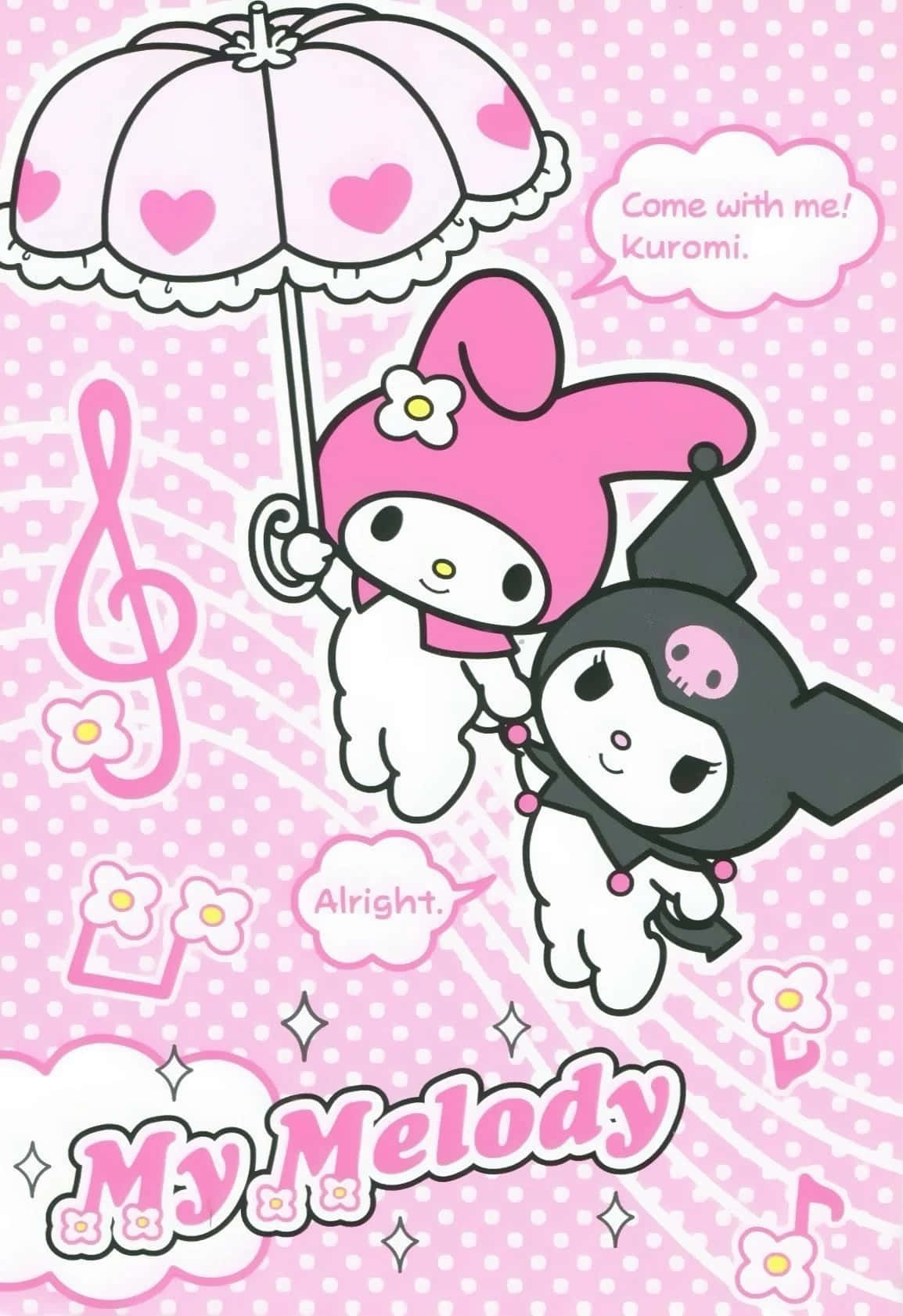 Kuromi y My Melody compartiendo un momento juntos Fondos de pantalla