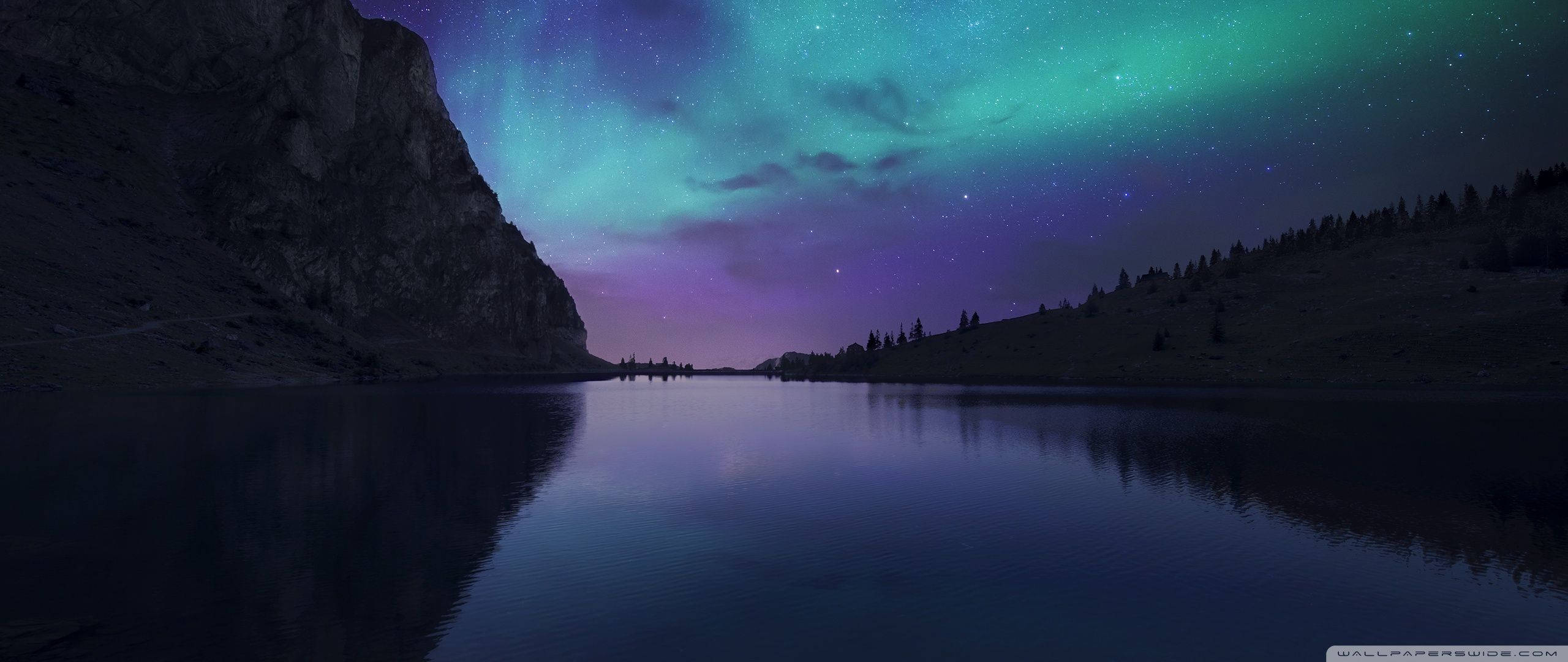 La aurora boreal ilumina el oscuro cielo invernal Fondos de pantalla
