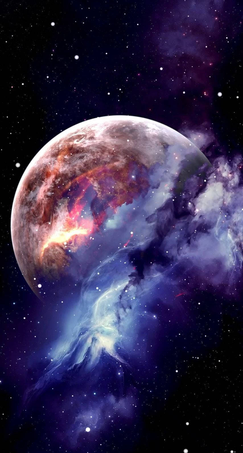 La Luna y la Galaxia en Vivo Fondos de pantalla