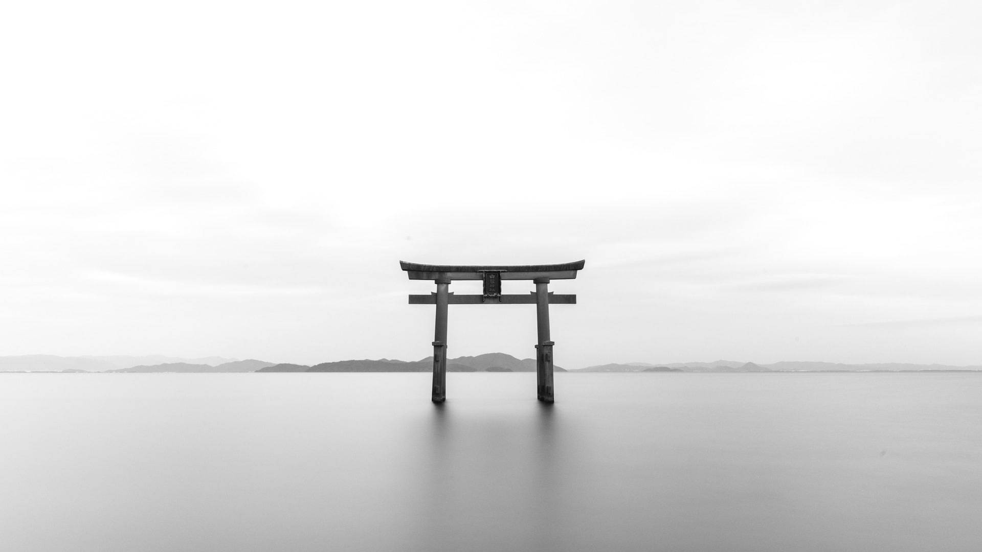 La Majestuosa Puerta Torii en Japón en Foto en Escala de Grises Fondos de pantalla