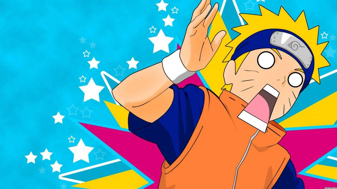Cara divertida de Naruto Uzumaki en su uniforme ninja de la aldea de la hoja.