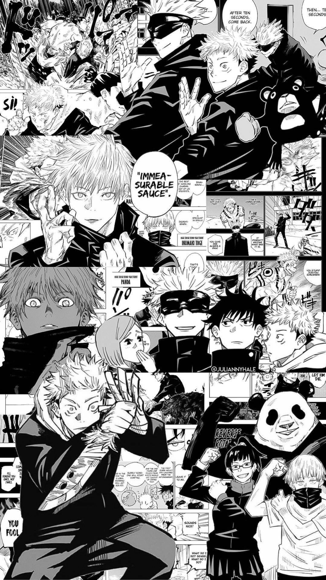 Fondo de pantalla de manga en blanco y negro de Jujutsu Kaisen