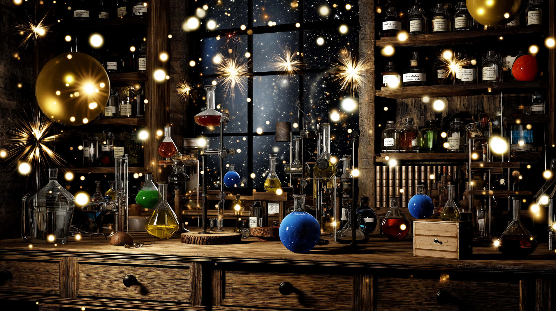 alquimia, laboratorio, pociones, magia, fantasía, ciencia, misterioso, brillante, academia oscura, vintage, brujería, laboratorio, vidrio, experimento, arcano