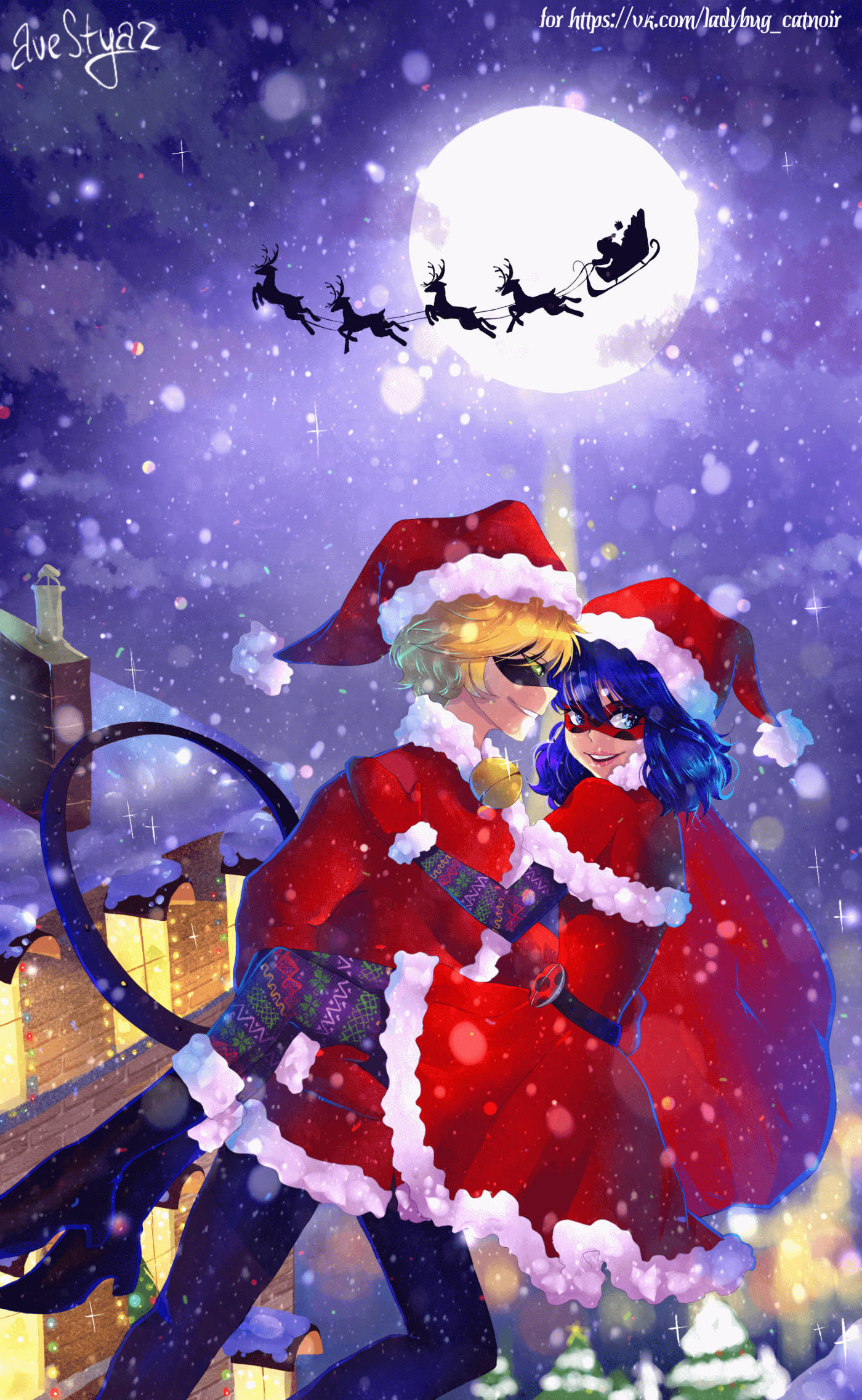 Ladybug y Cat Noir Navideños Fondos de pantalla