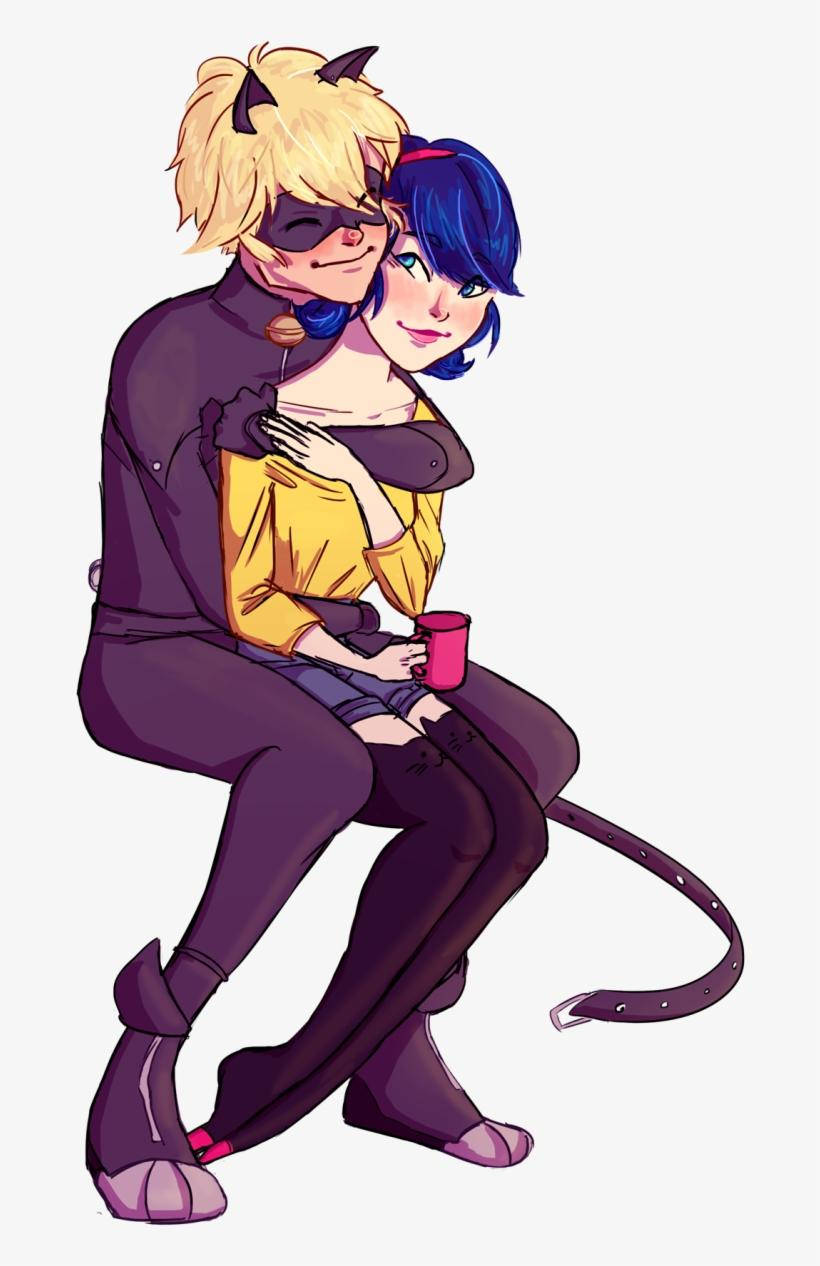 Ladybug y Cat Noir besándose abrazados Fondos de pantalla