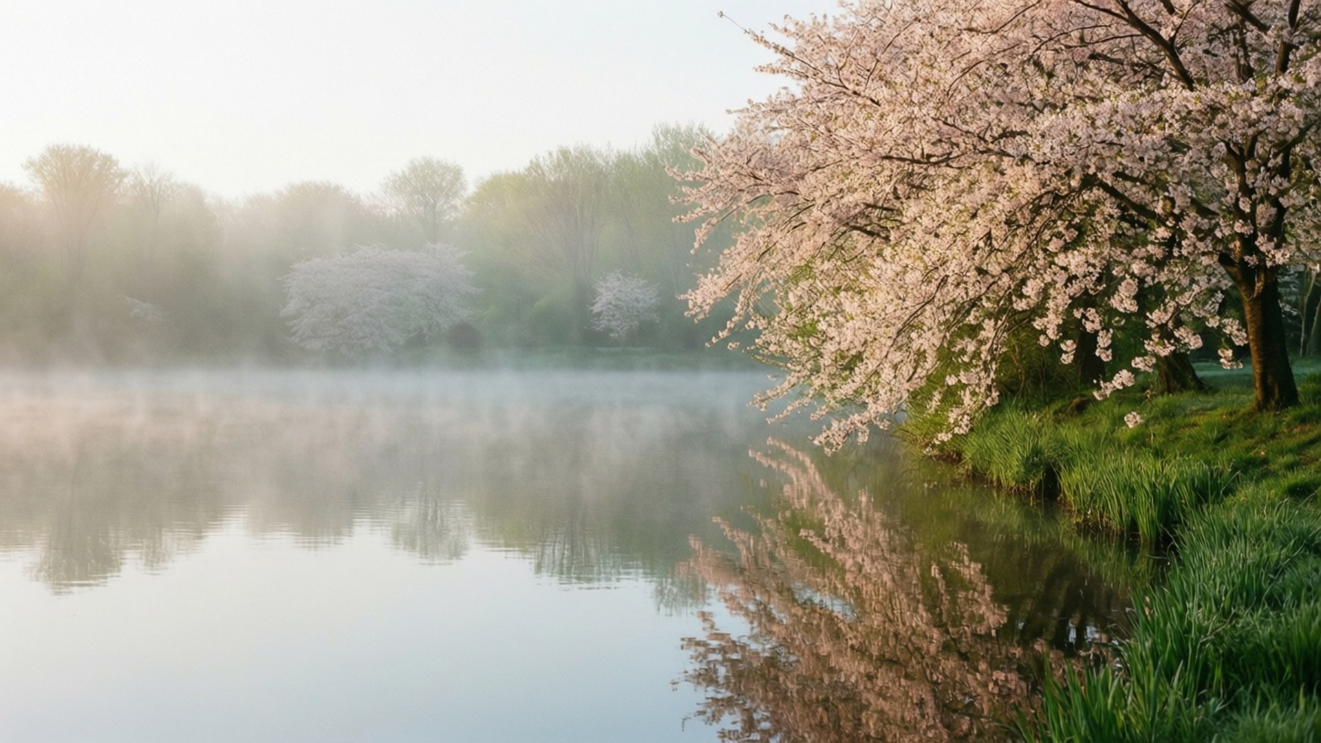Lago Brumoso de Primavera Fondos de pantalla