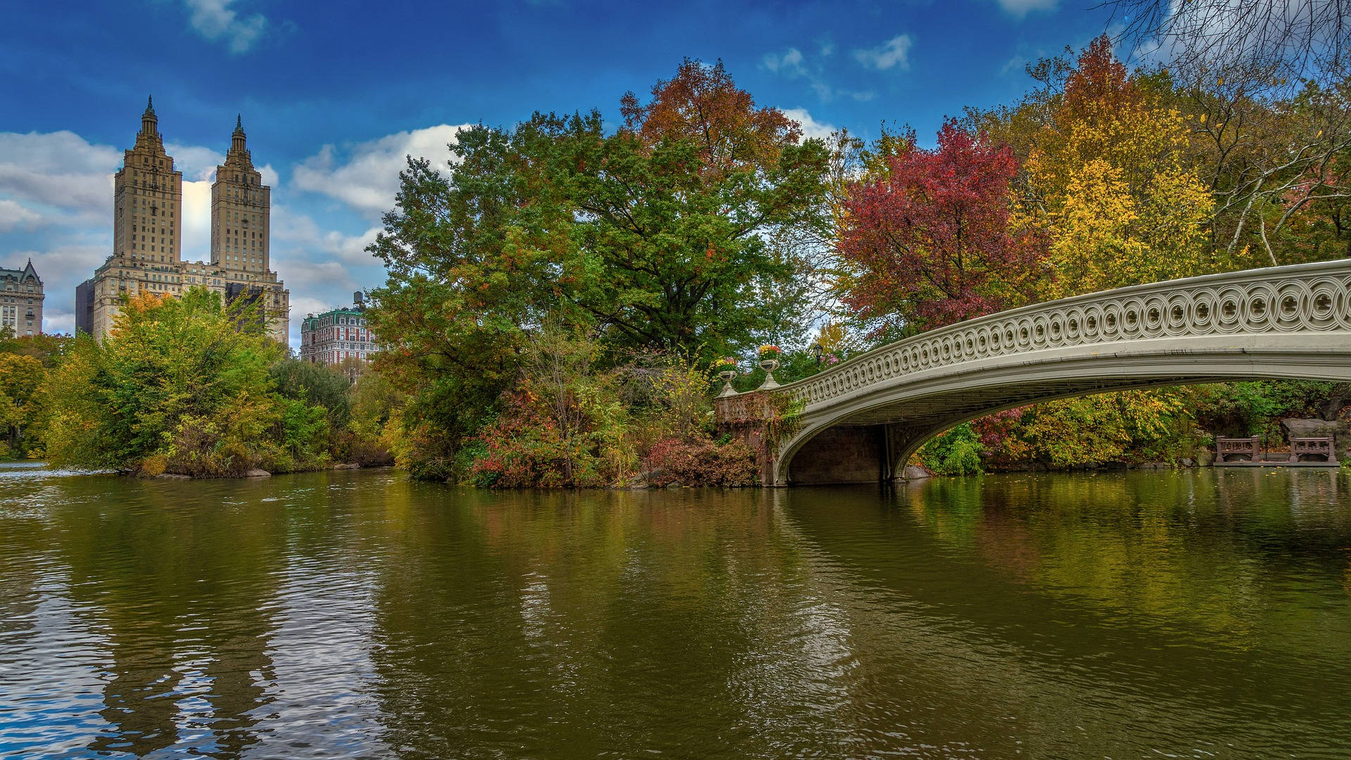 Lago de Central Park con Puente Fondos de pantalla