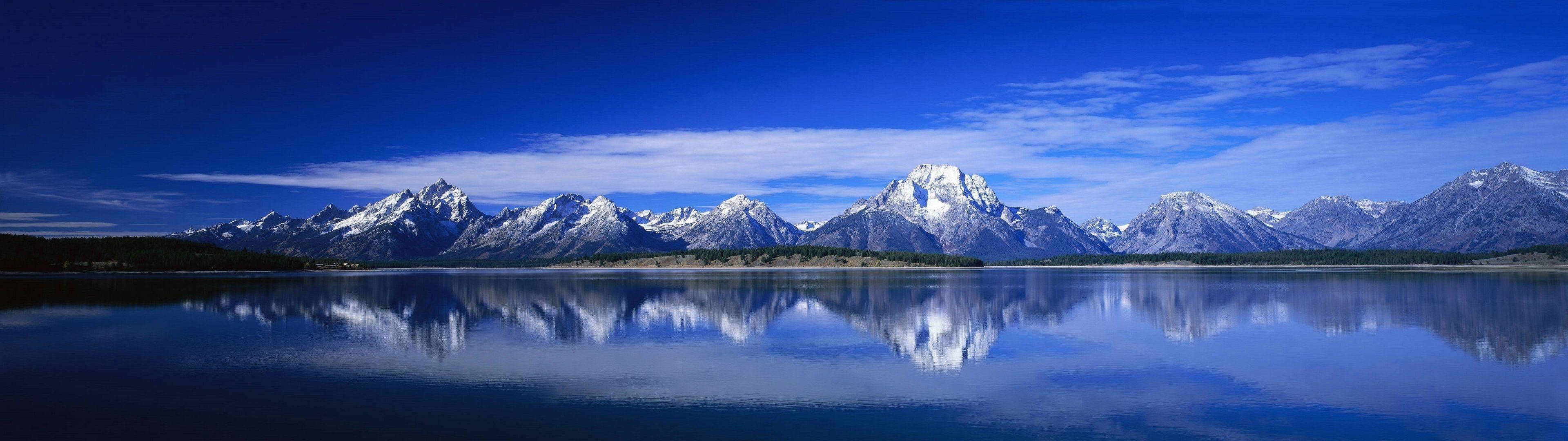 Lago de Montaña 3840x1080 HD para Doble Monitor Fondos de pantalla