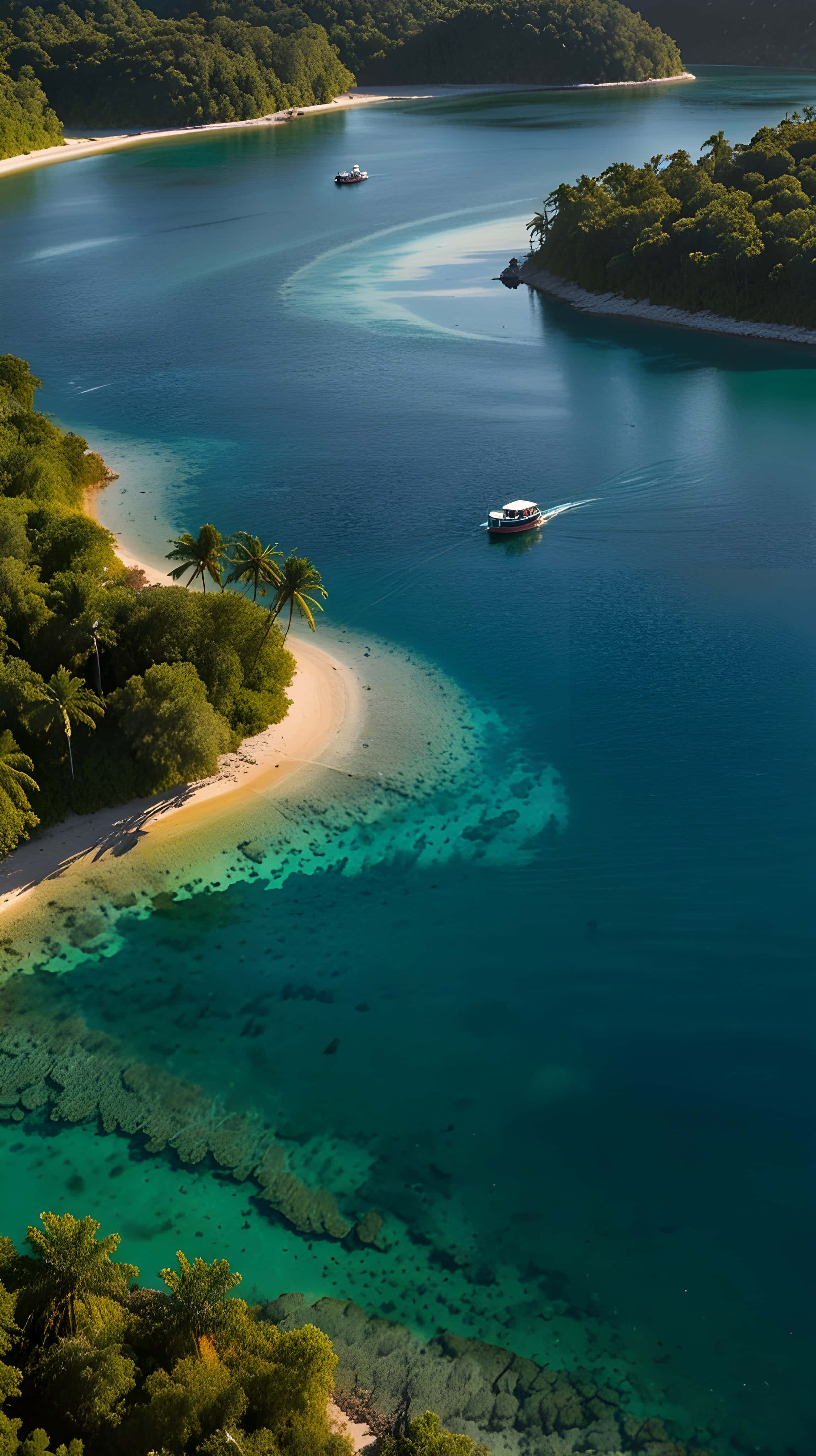 Laguna Tropical Idílica con Aguas Turquesas y Palmeras Fondos de pantalla