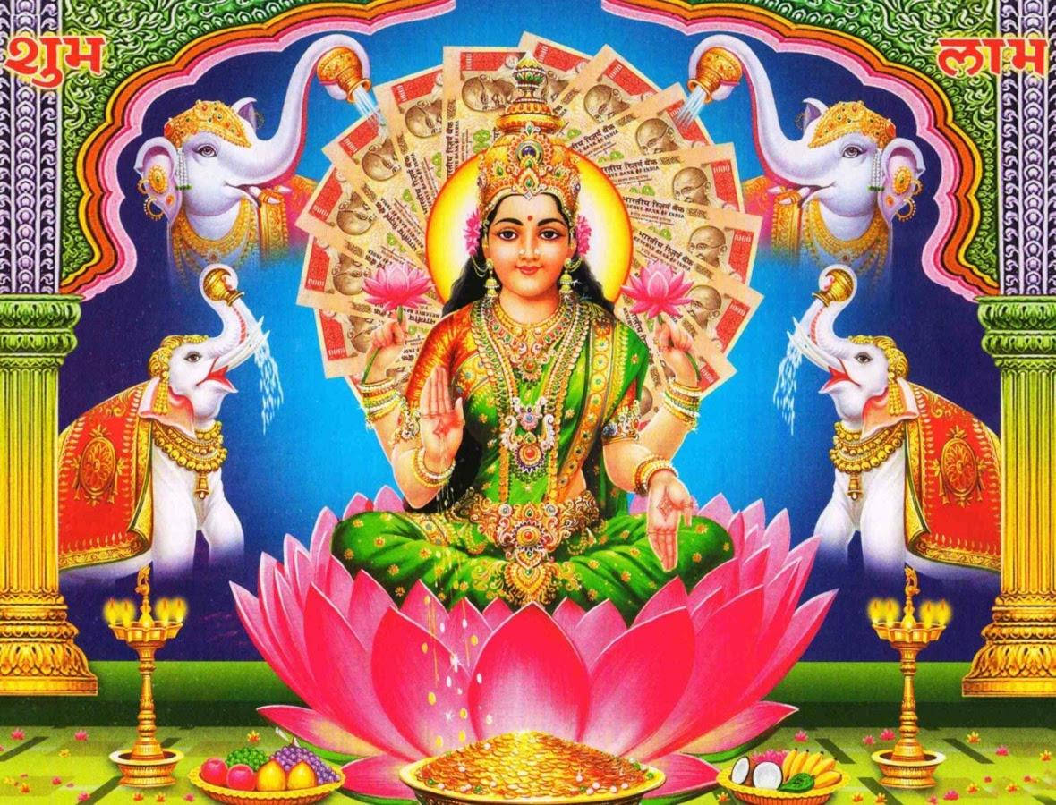 Lakshmi Adornada con Dinero Fondos de pantalla