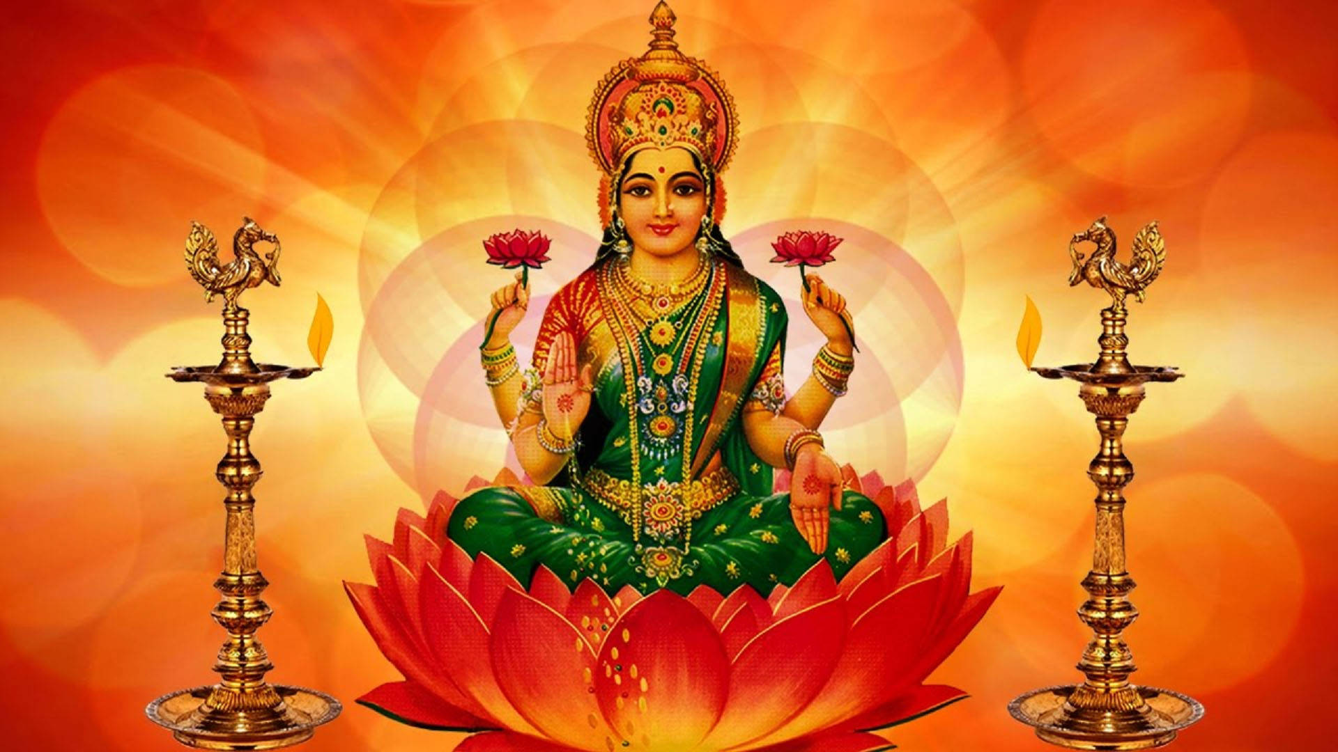 Lakshmi Loto Rojo Anaranjado Fondos de pantalla