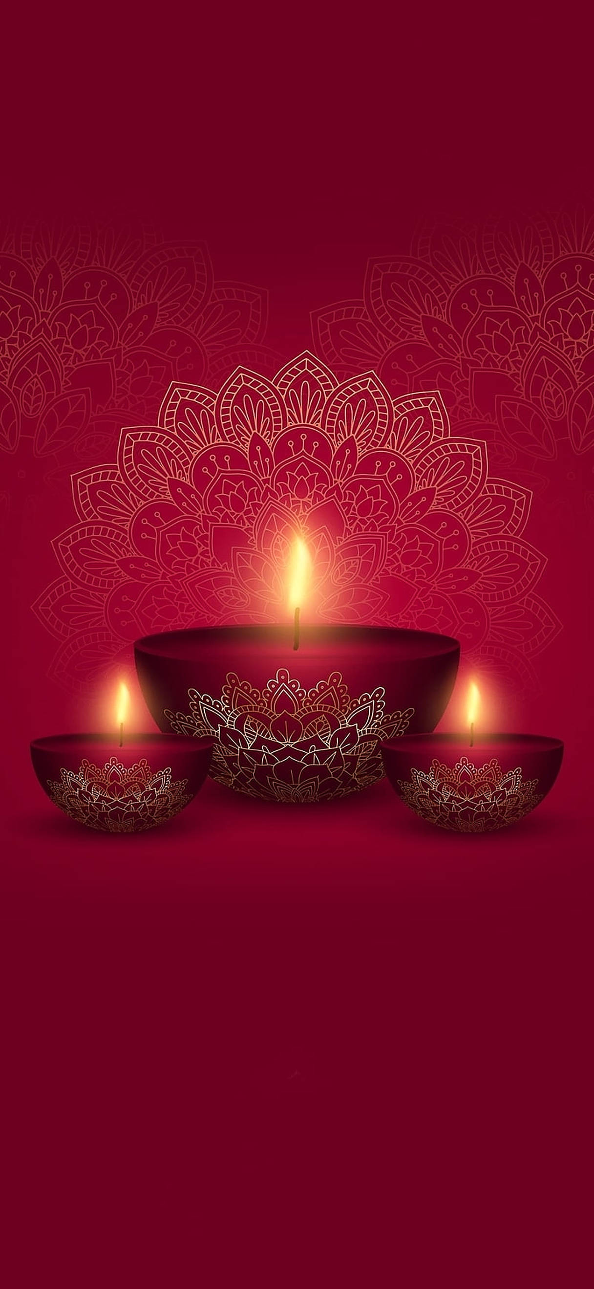 Lámparas rojas de Diwali iluminadas en una noche festiva Fondos de pantalla