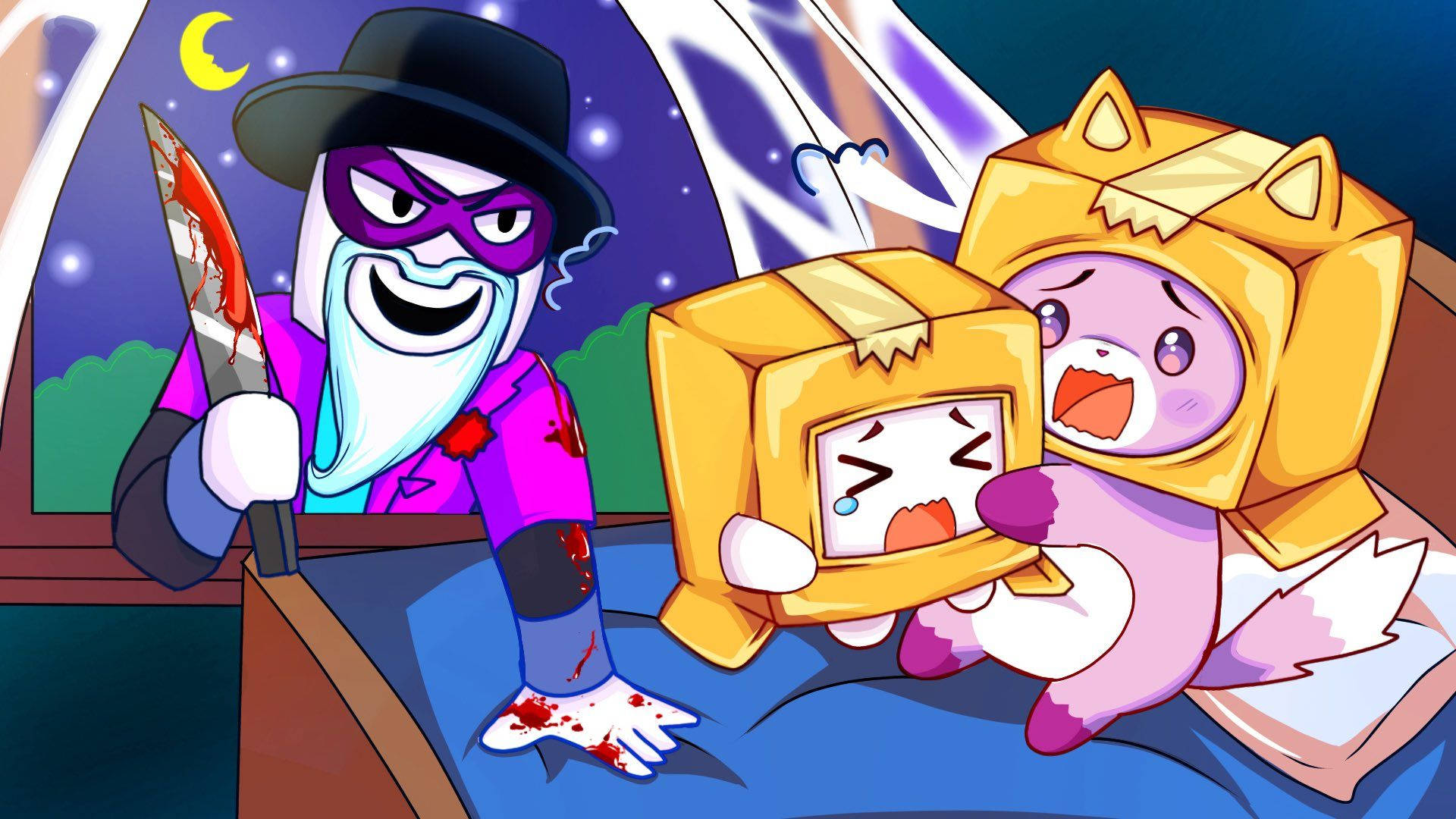 LankyBox Boxy Foxy y Scary Larry Fondos de pantalla