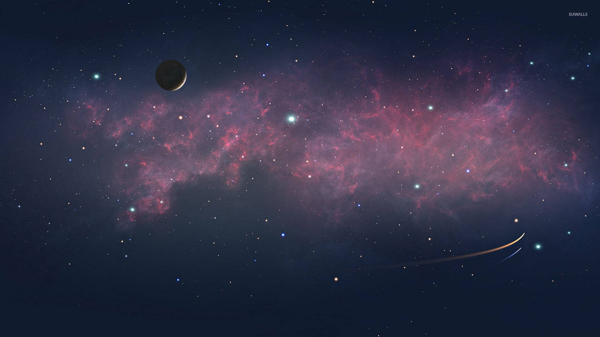 Laptop con espacio estrellado estético Fondos de pantalla