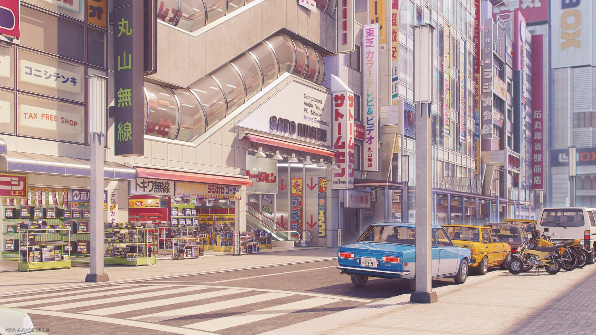¡Las luces de neón de Anime City brillan intensamente en el cielo nocturno! Fondos de pantalla