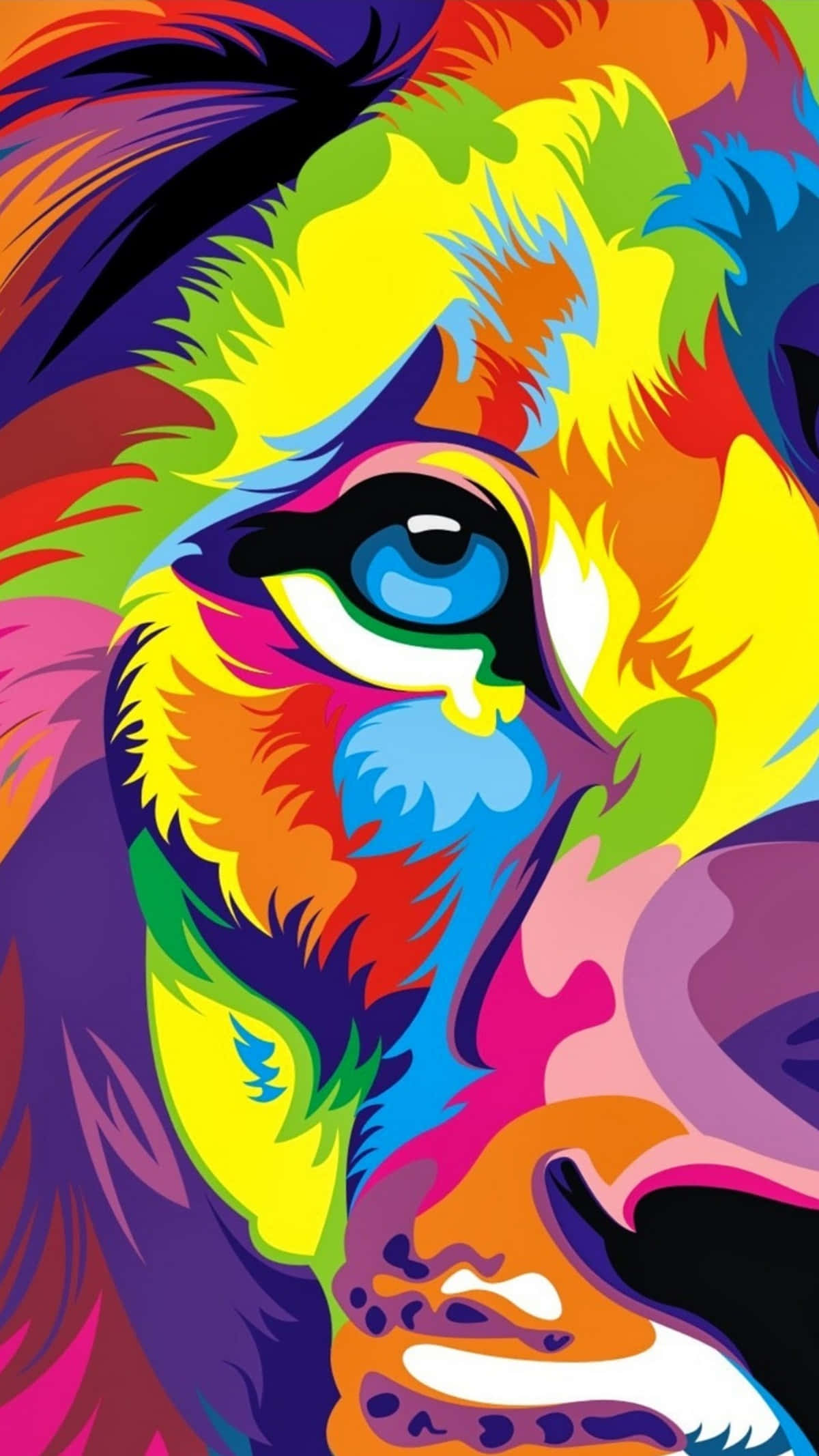 León Arcoíris Mitad Colorido 4K para Celular Fondos de pantalla