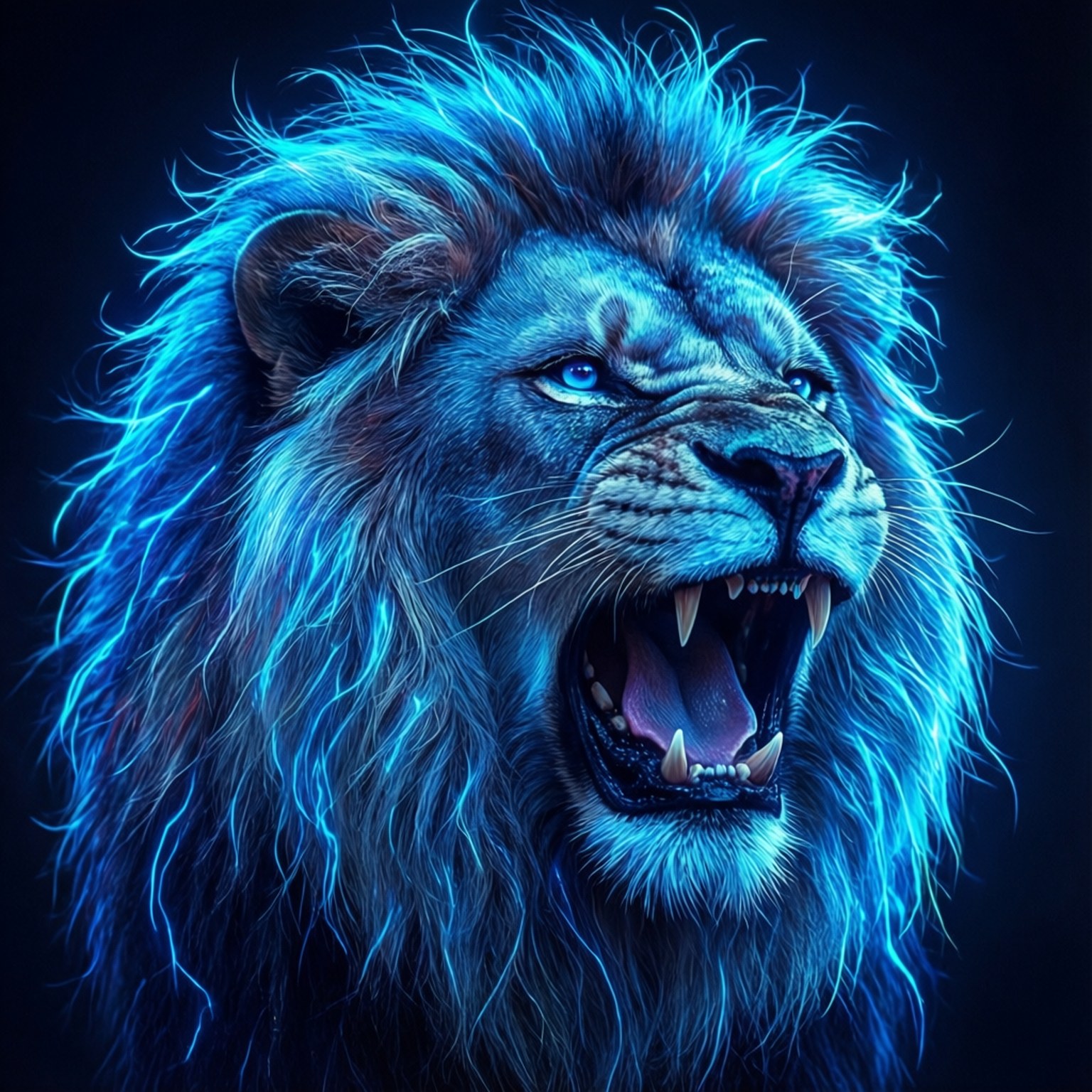 León Azul Neón Fondos de pantalla