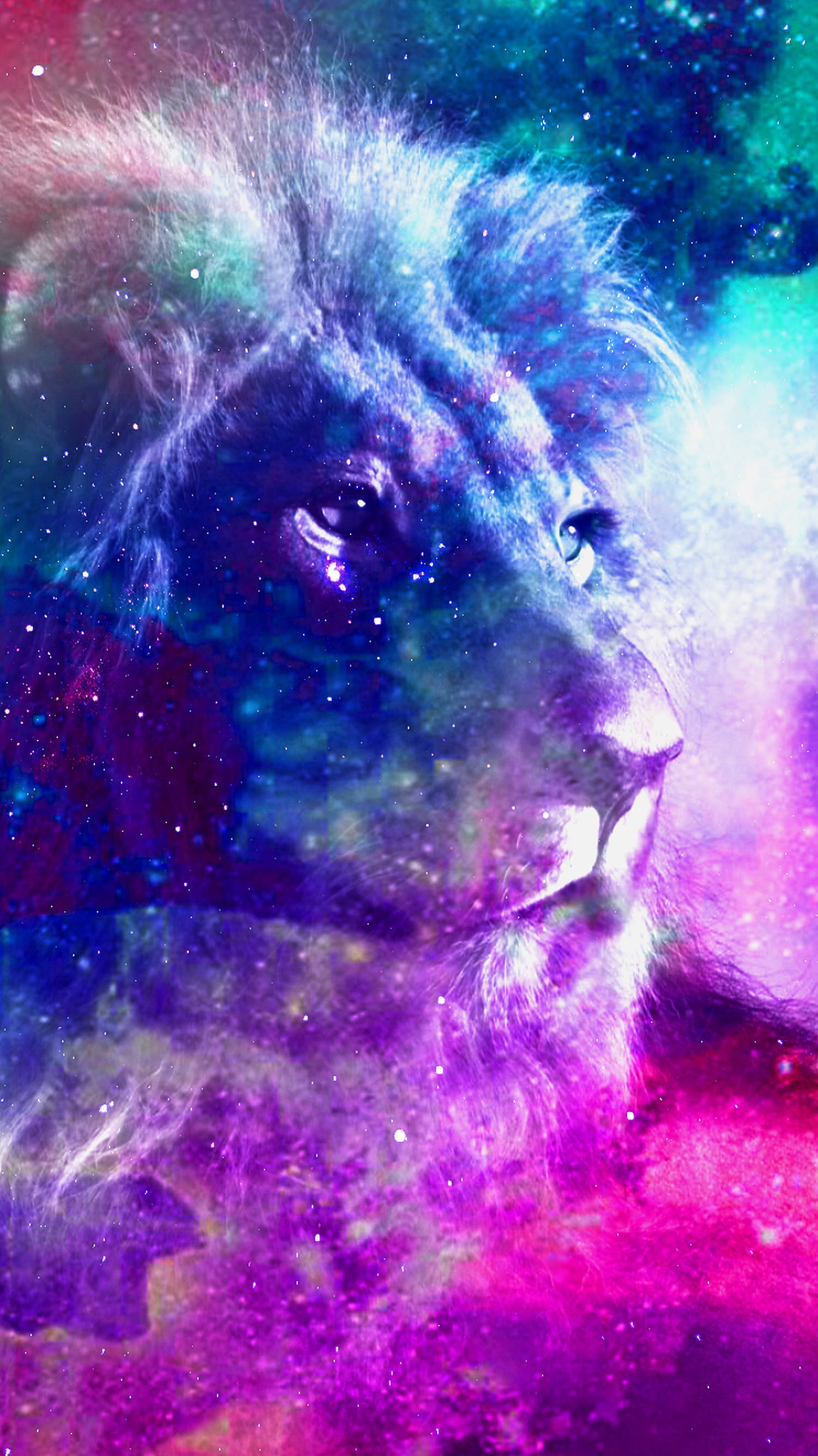 León galaxia azul y magenta Fondos de pantalla