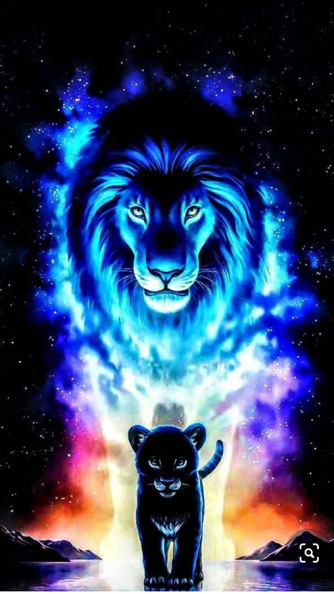 León Galaxia Neón Iluminado Fondos de pantalla