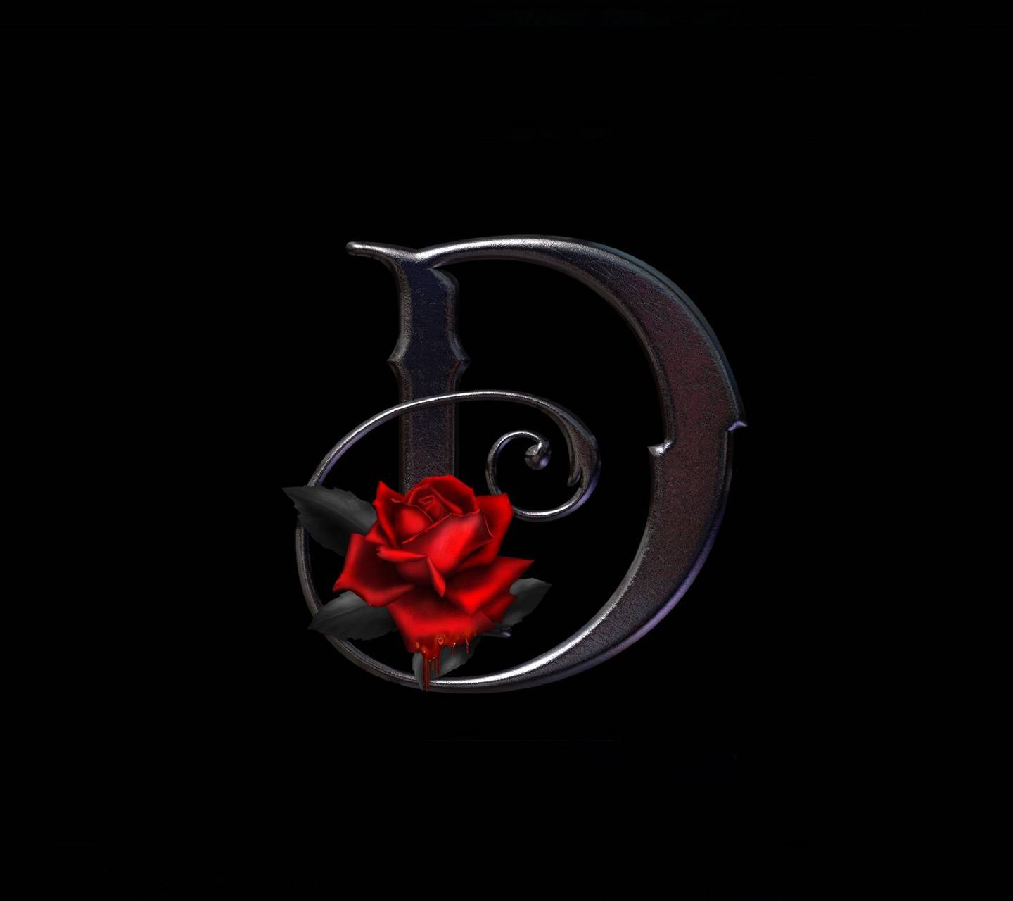Letra D en script con una rosa Fondos de pantalla