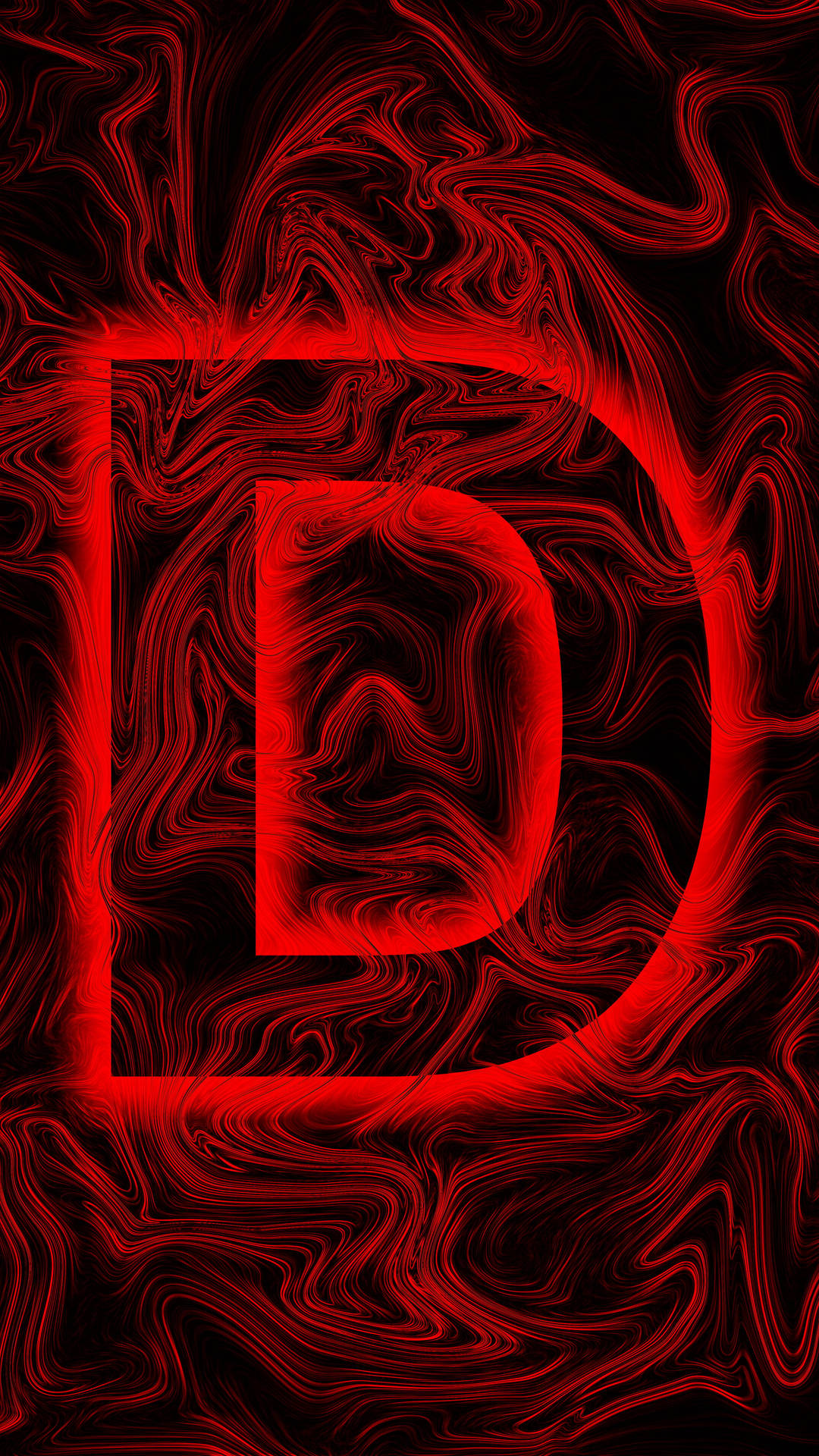 Letra D estética abstracta en rojo