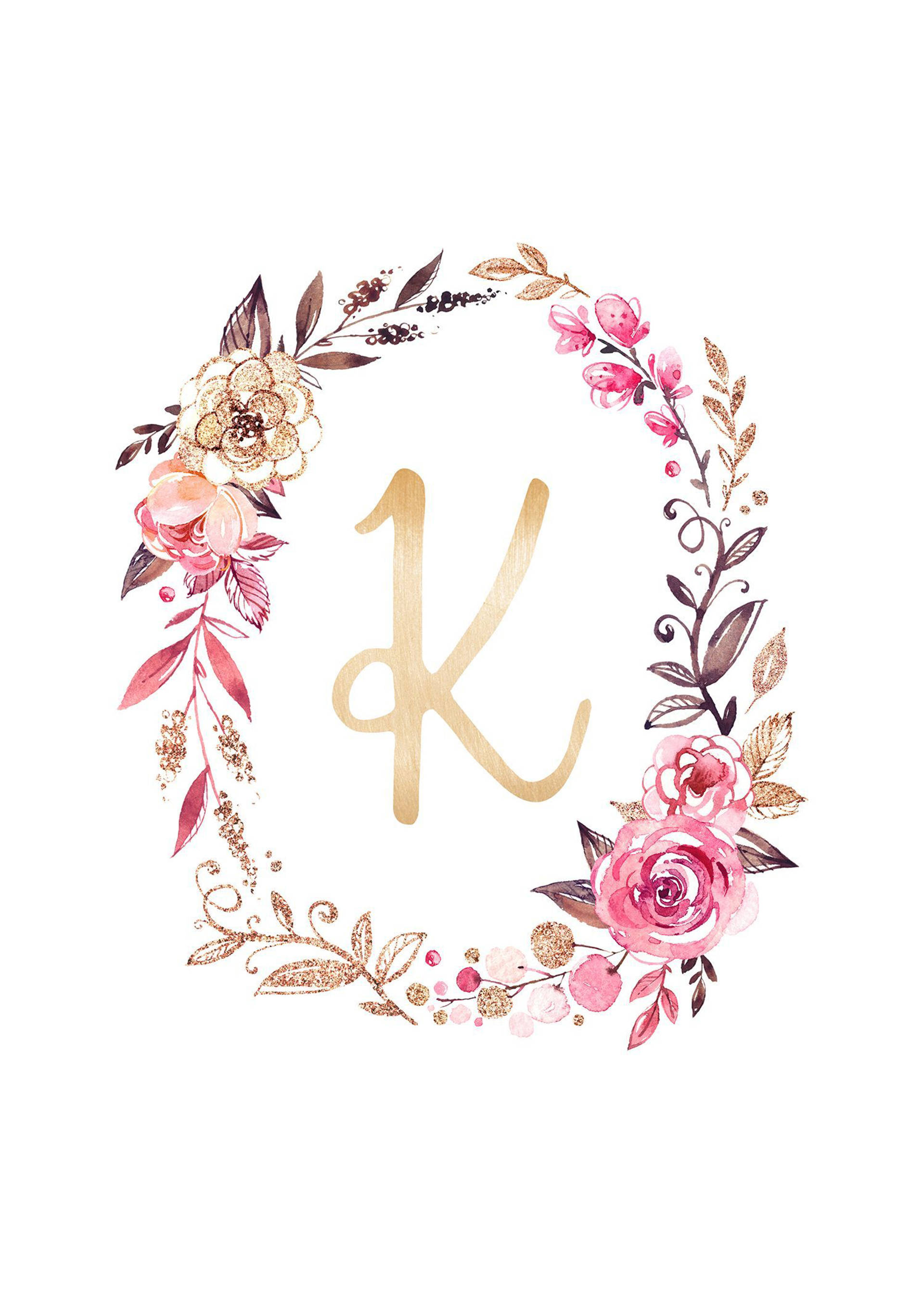 Letra K con Corona Floral Fondos de pantalla