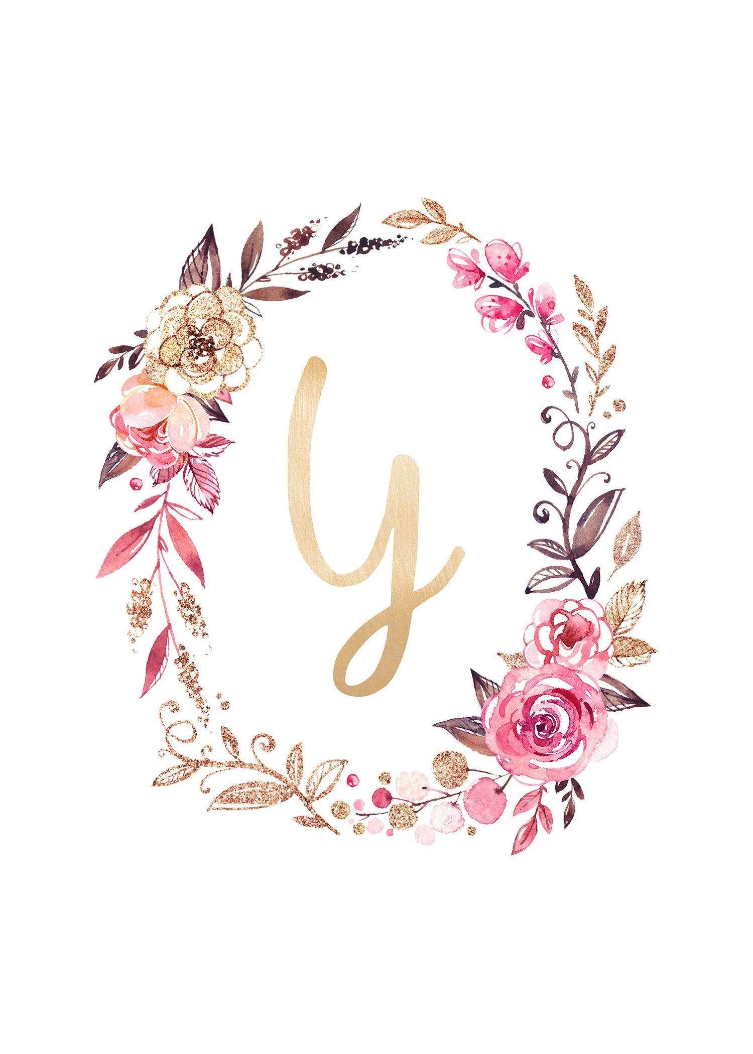 Letra Y estética con corona floral Fondos de pantalla